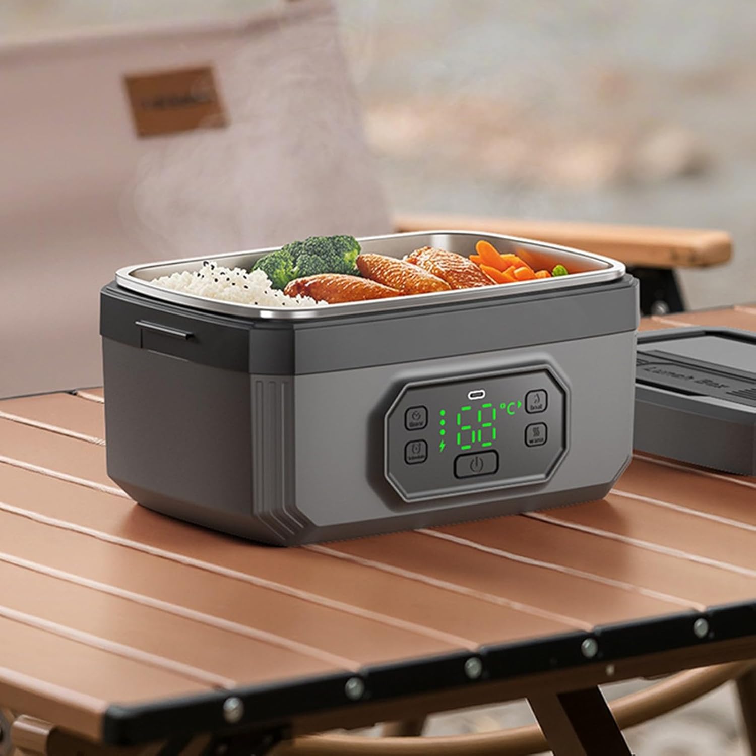 新品】ポータブル電気加熱ランチボックス（1000ml大容量・充電対応