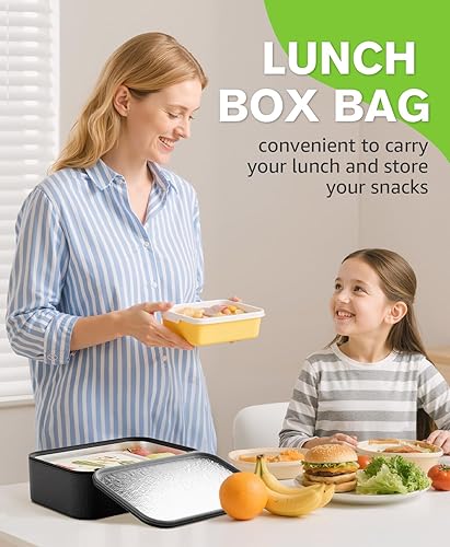 Miniatura 7 de Lonchera pequeña aislada para mujeres y hombres, lonchera Bento para niños, bolsas térmicas compactas portátiles para enfriar comidas con asa de