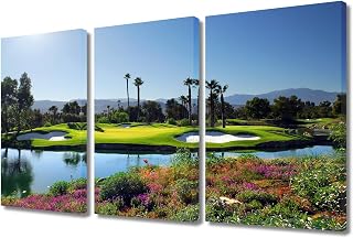Indian Wells Golf Resort Wall Art Pictures Golf Course Wall Decor Office Decorations Paintings Multi Panel Wall Art USA Artwork Home Decor for Living Room Giclee Framed Ready to Hang - 24"Wx36"H