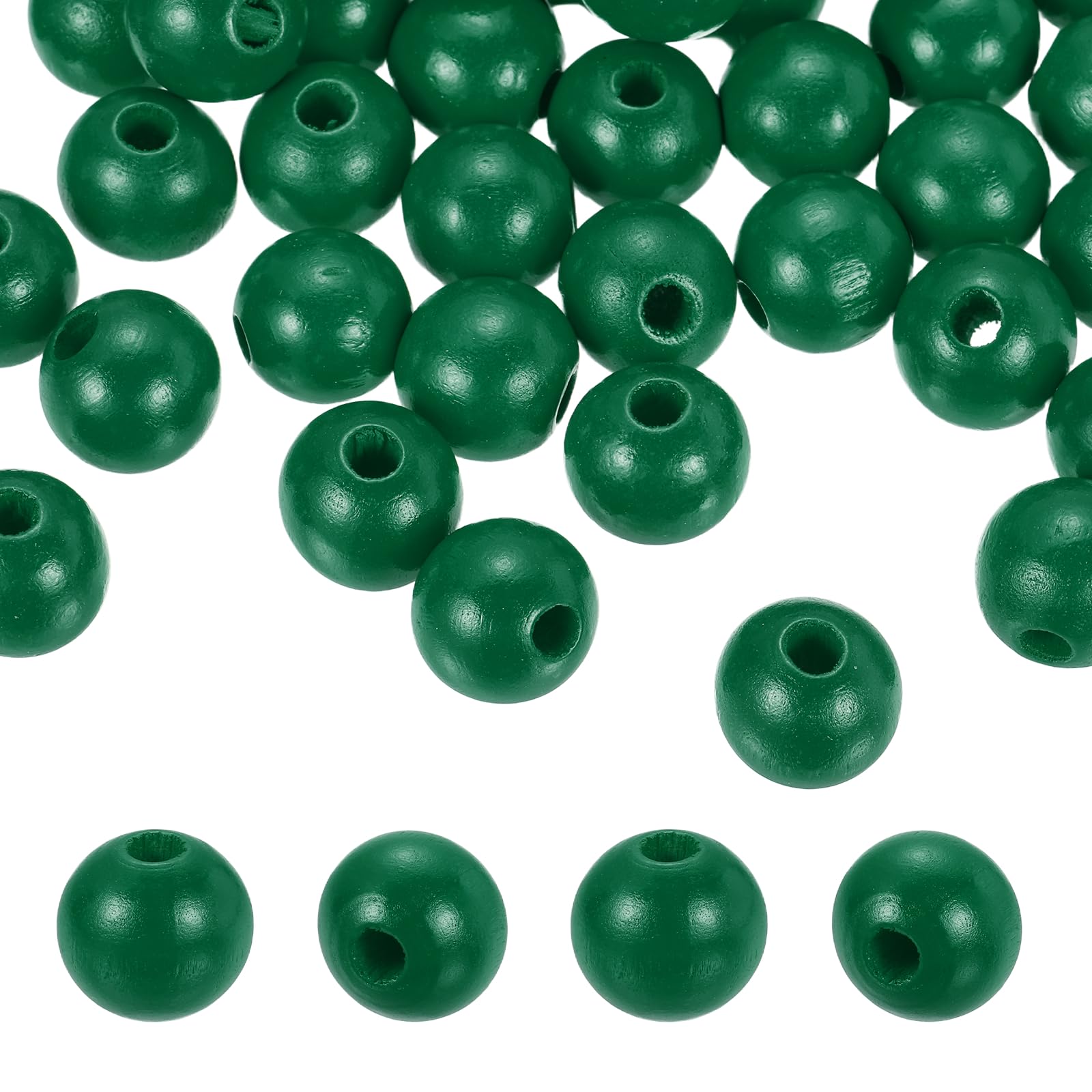 PATIKIL 200pcs 16mm Green Natural Wood Beads with 4mm Hole Unfinished Round Wooden Loose Spacer Balls Bulk for DIY Crafts Garland Macrame Farmhouse Decor Jewelry Making