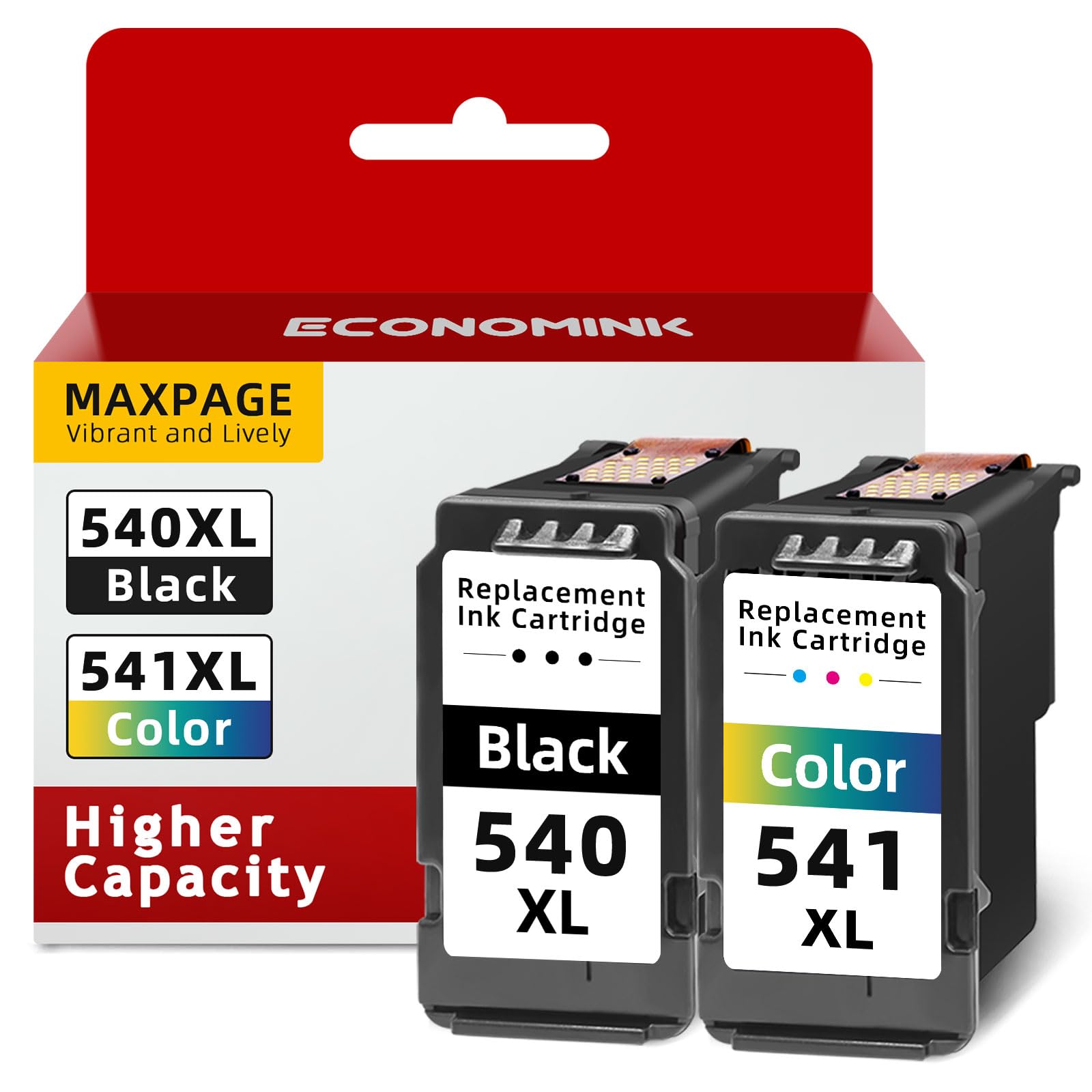 Economink 540XL 541XL Multipack, PG-540XL CL-541XL Kompatibel für Canon Druckerpatronen 540 541, Druckerpatronen 540 541XL für Pixma MG4250, TS5150, MG3650, MG3550, MG3650s, MX475 (1Schwarz,1Farbe)