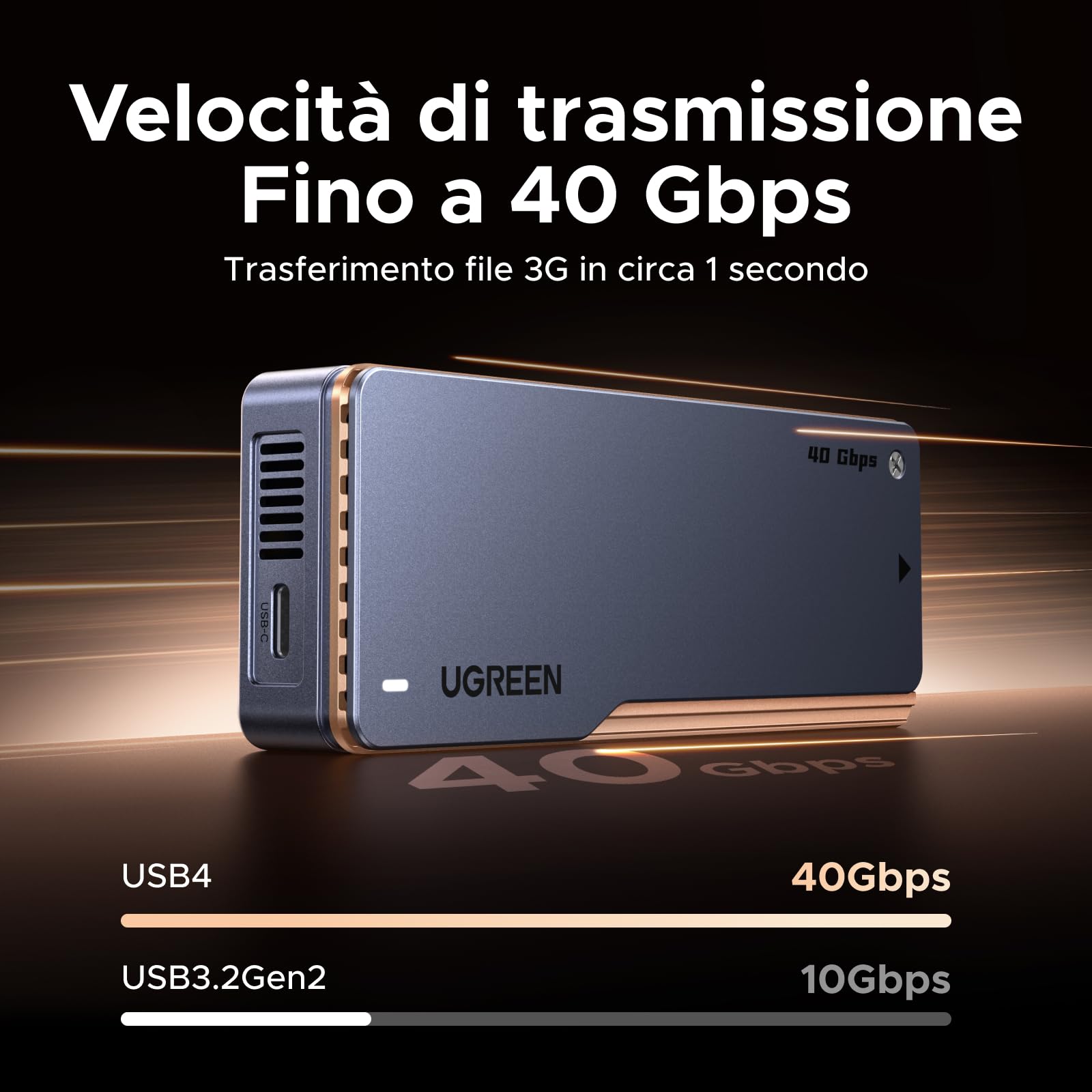 UGREEN Case Esterno SSD NVMe M2 da 40Gbps con Chip JHL7440 | Enclosure in Alluminio per SSD M.2 2280 USB 4 Compatibile con Thunderbolt 4/ 3