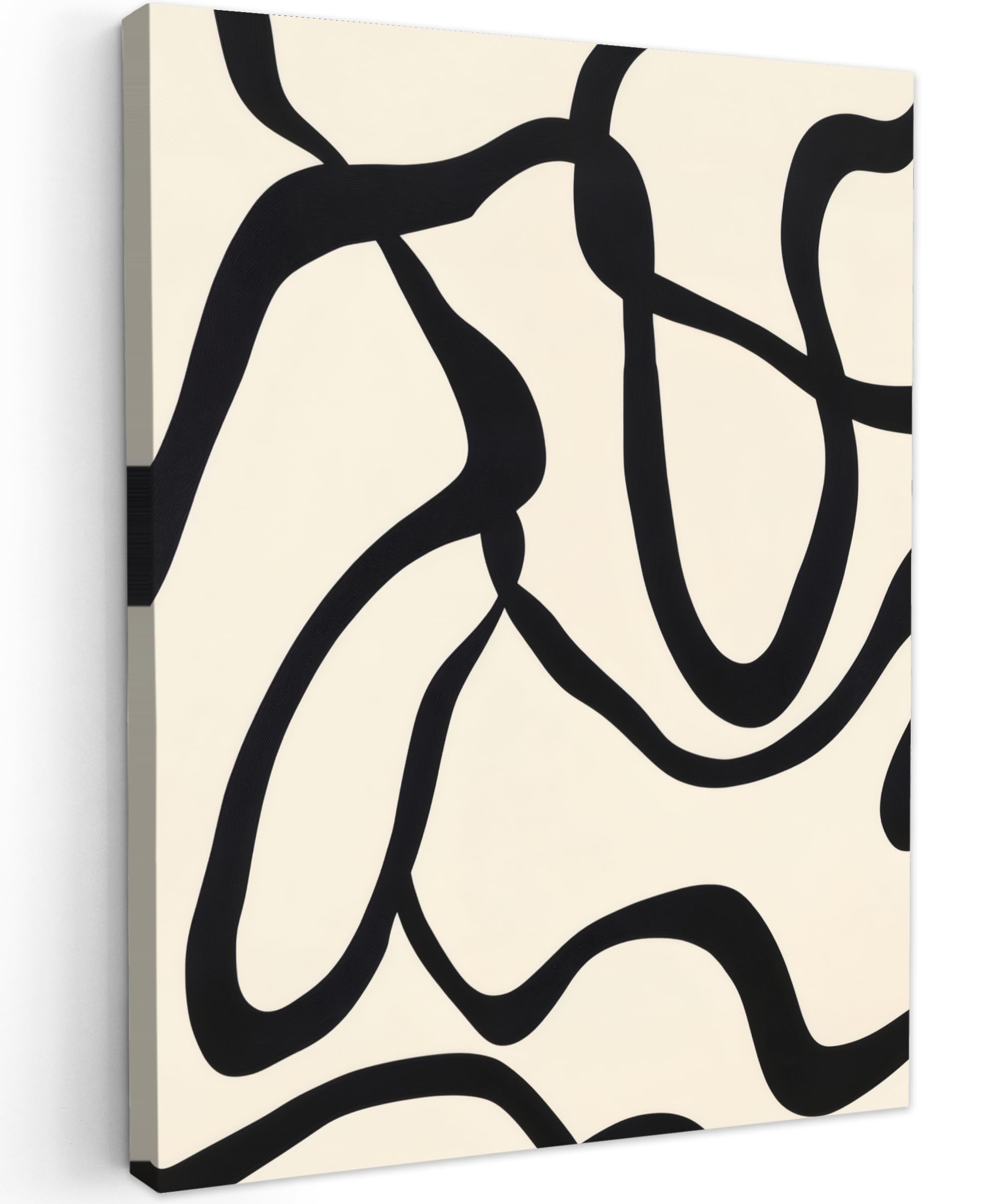 MuchoWow© Canvas Wall Art 20"x28" / 50x70 cm Decor Paintings Print framed on Canvas Pictures for Hallway Abstract - Lines - Modern - Beige