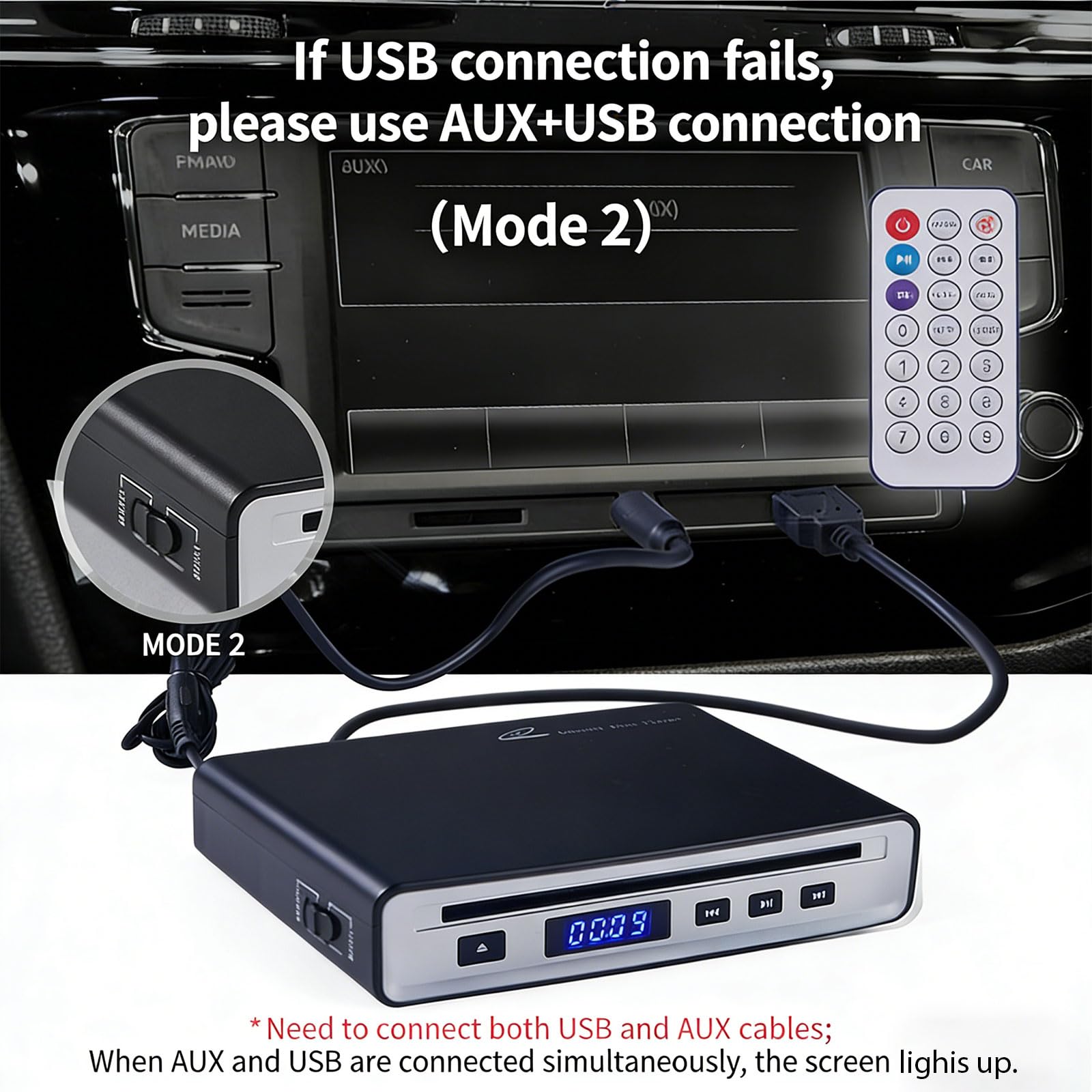 Leichter Musikplayer Fahrzeug mit USB Anschluss und einfacher Steuerung für reibungslose Funktion Globaler Auto Disc Player