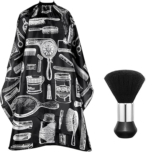 SAREAL Capa de peluquería profesional con cepillo para el cuello, capa impermeable para corte de pelo de salón