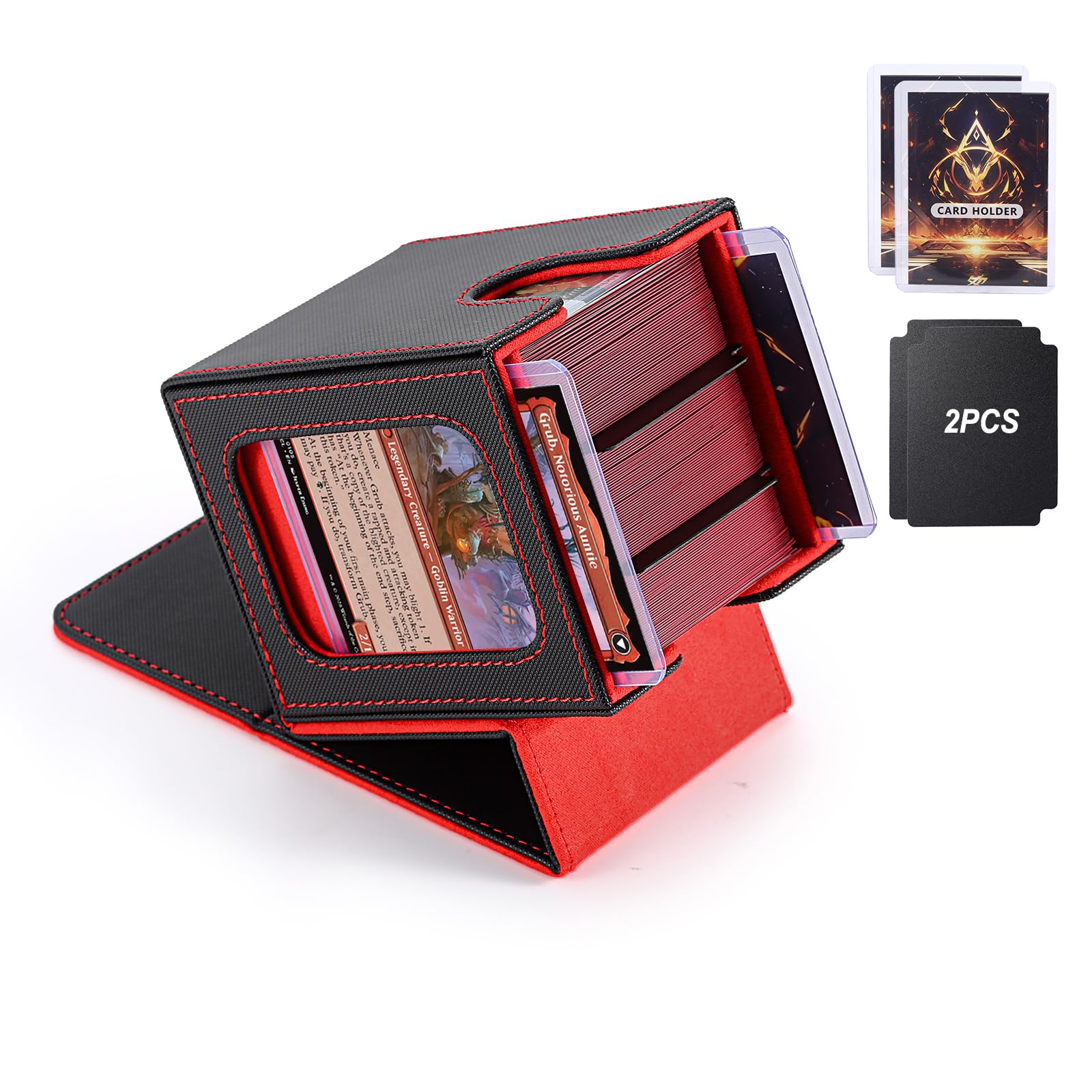 Stepane MTG Commander Deck Box for TCG with dual display windows,Black Red โ image 1
