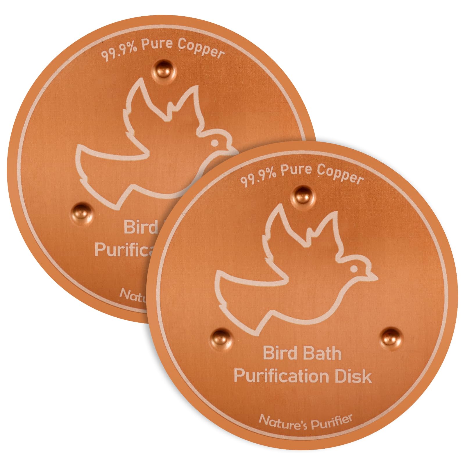 2Pcs Bird Bath Copper Disc, 99.99% Pure Copper Bird Bath Purification Disk 0.8mm Thick with Stable 3-Point Support BirdBath Cleaning Disc for Outdoor Birdbaths & Fountains All-Season Cleaning(Style2) — image 1