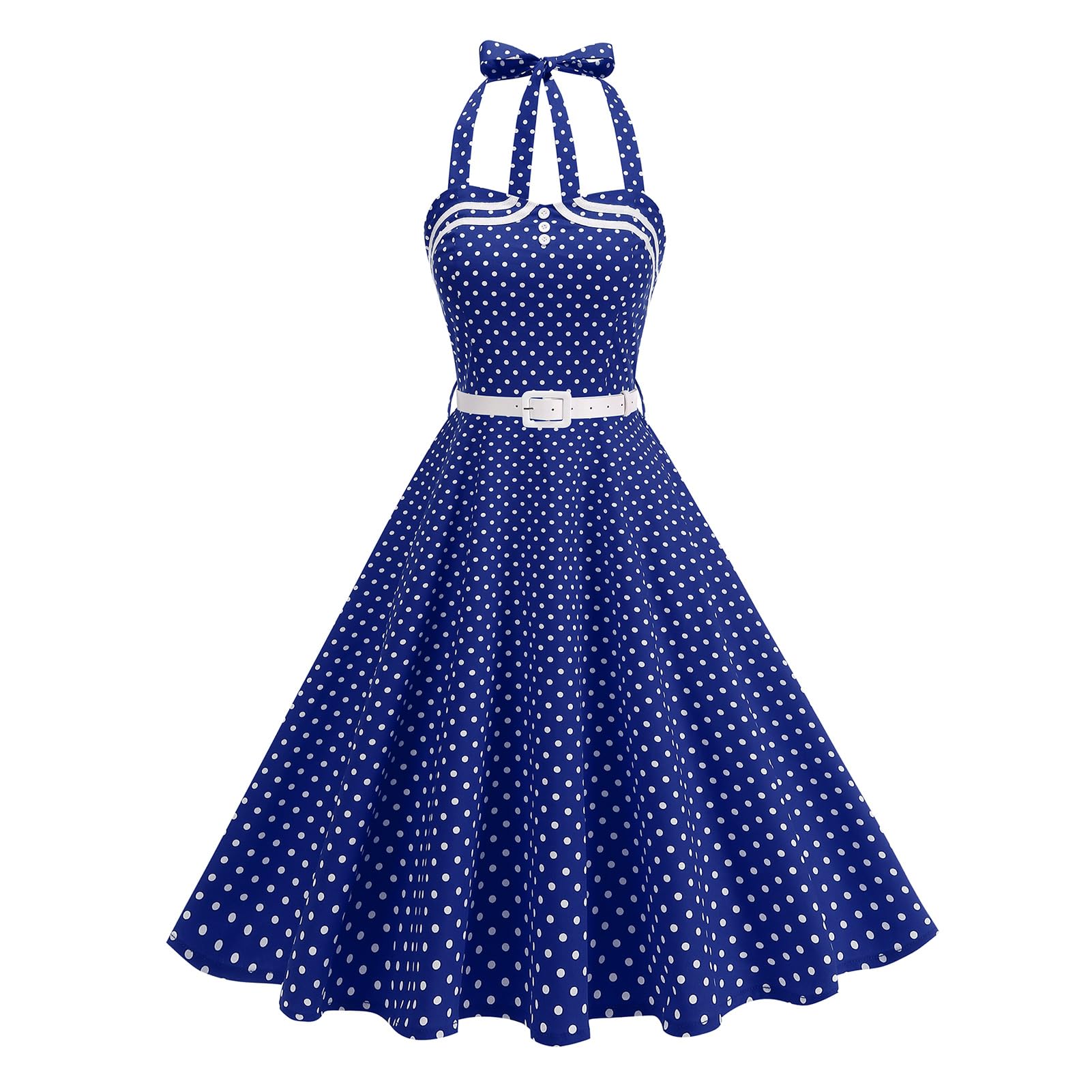 Robe vintage pour femme, style années 1950, rockabilly, robe à pois, style Audrey Hepburn, robe de cocktail trapèze avec ceinture