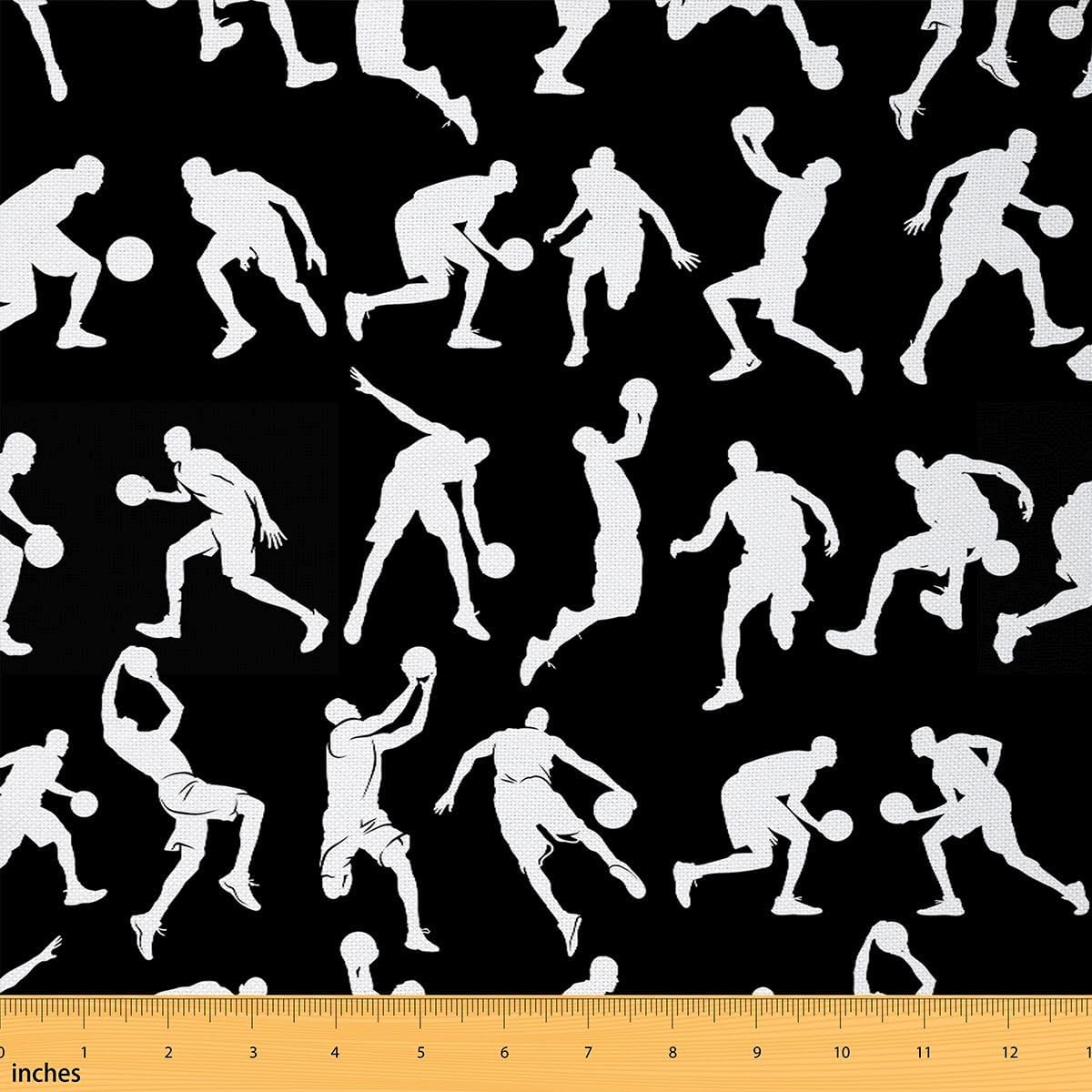 Feelyou Basketball Fabric by The Yard 5 Yards Basketball Player Decorative Waterproof Outdoor Fabric Ball Gaming Upholstery Fabric Fashion Sports Theme DIY Reupholstery Fabric