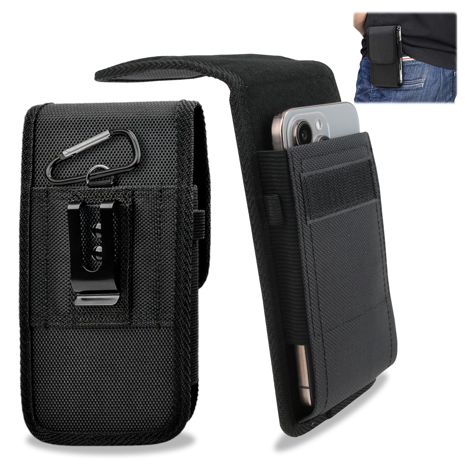AFCJLTO Étui Ceinture Pochette Téléphone Universel - Housse Clip Sacoche Verticale Avec Boucle Pour Smartphone Jusqu'à 5,1 Pouces