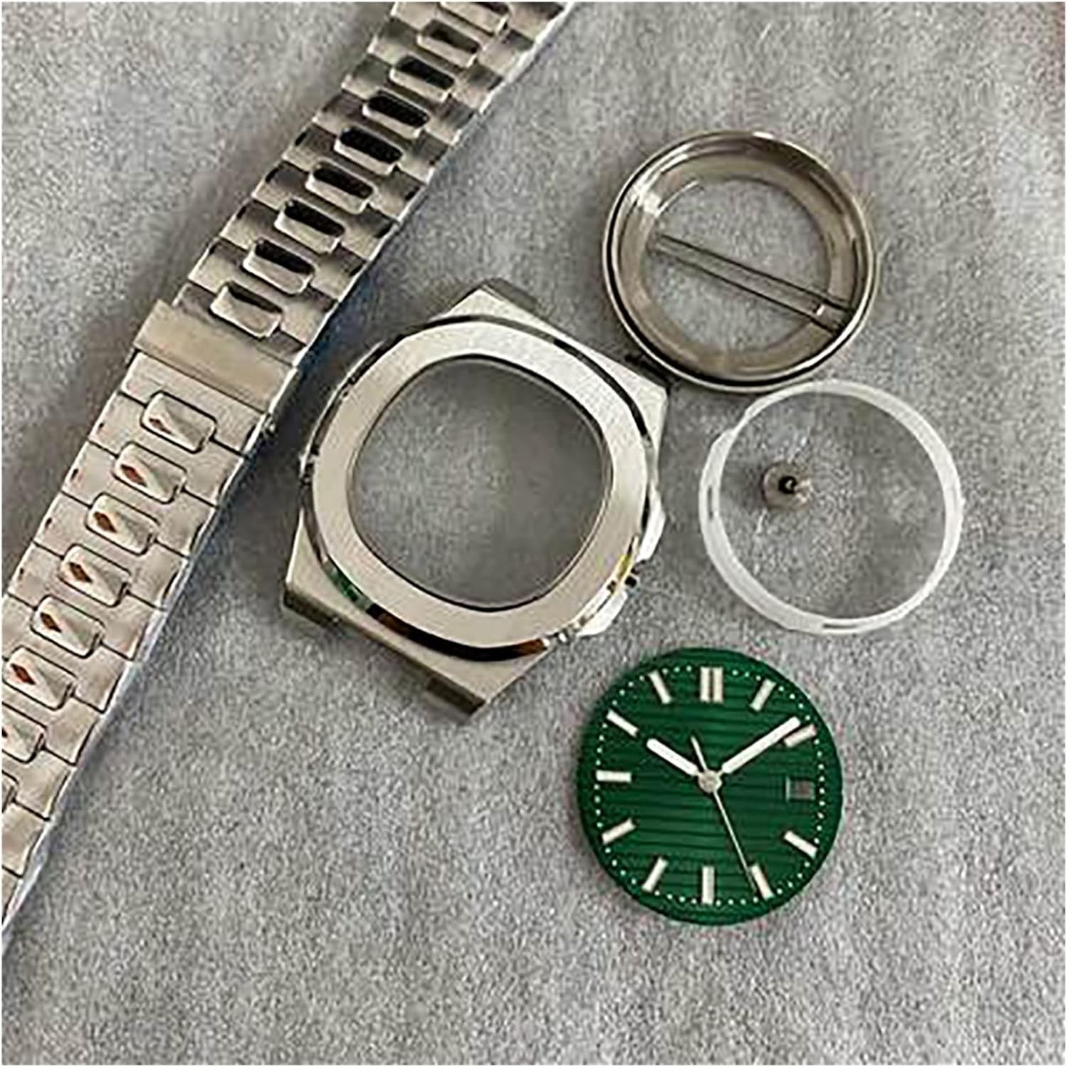 41mm Watch Case + Strap + Hands + Dial for Automatic Movement Sapphire Glass for Accessories(Gray)