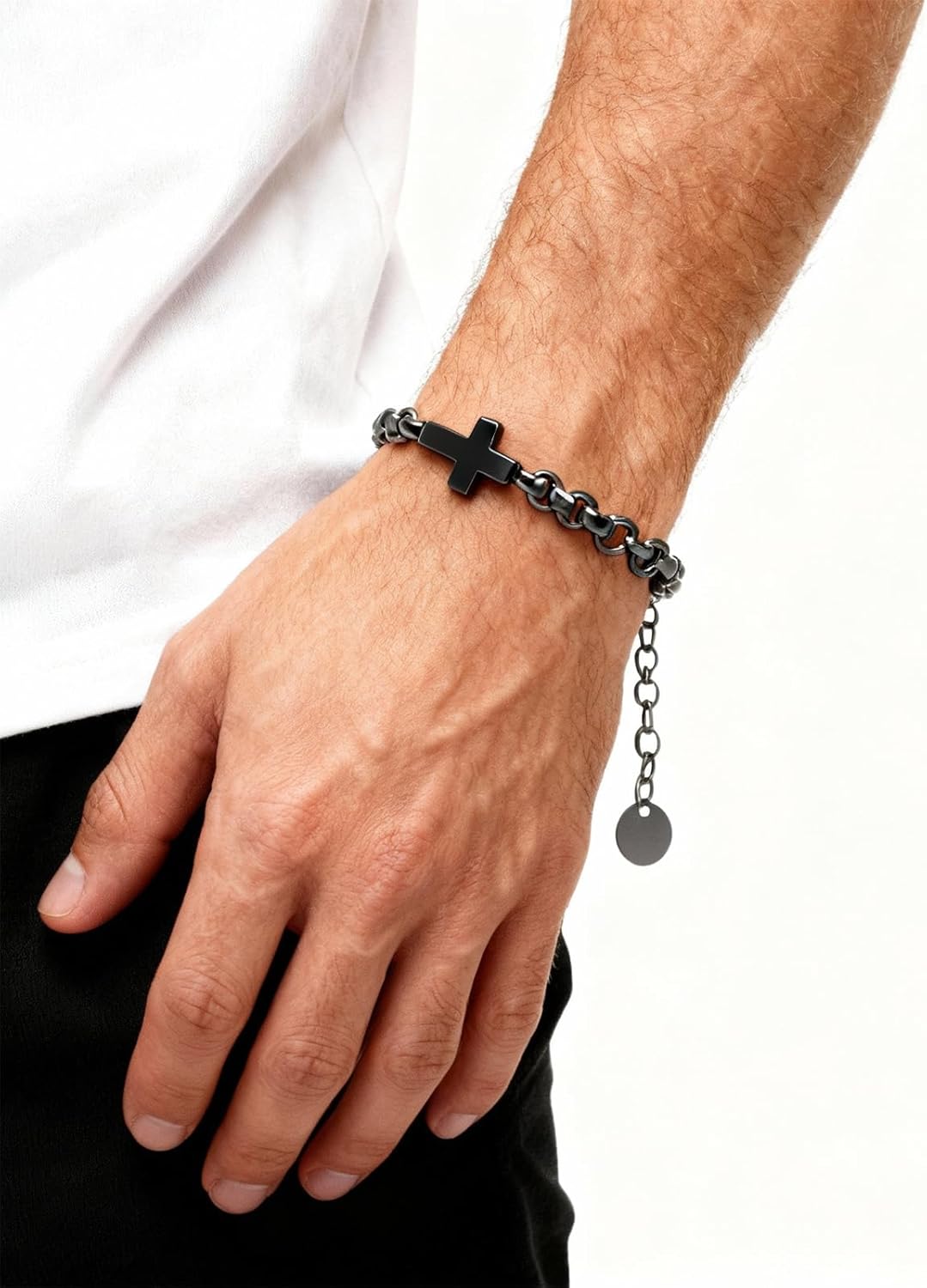 72ore Cross Bracelet for Men Faith Bracelet Chain Bracelets for Men Jesus Jewelry God Chain Black Jesus Gifts - Image 3