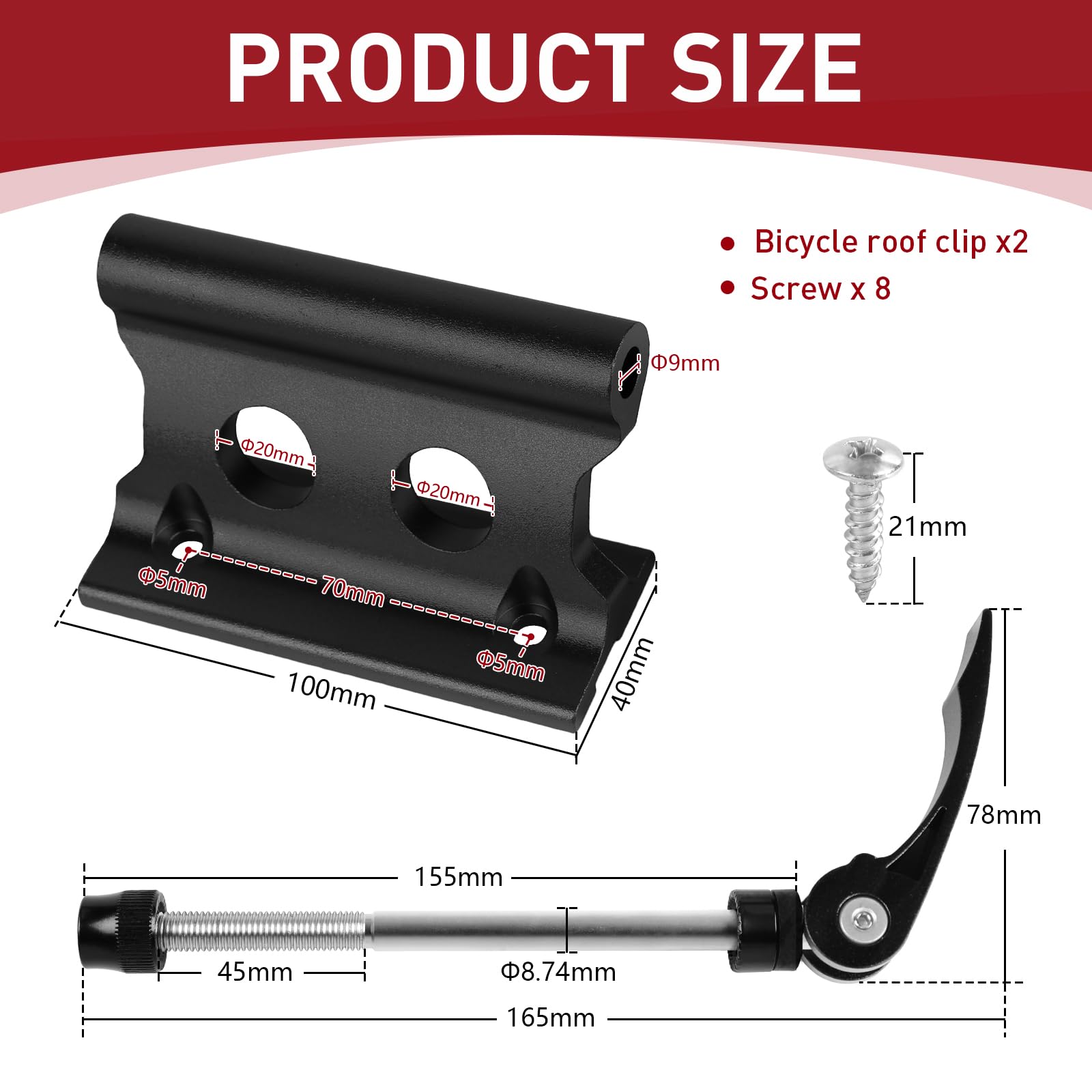 Support de fourche de vélo, fourche avant, clip fixe, en alliage d'aluminium, support de fourche de vélo avec blocage rapide pour camion, SUV, remorque (fermeture rapide)