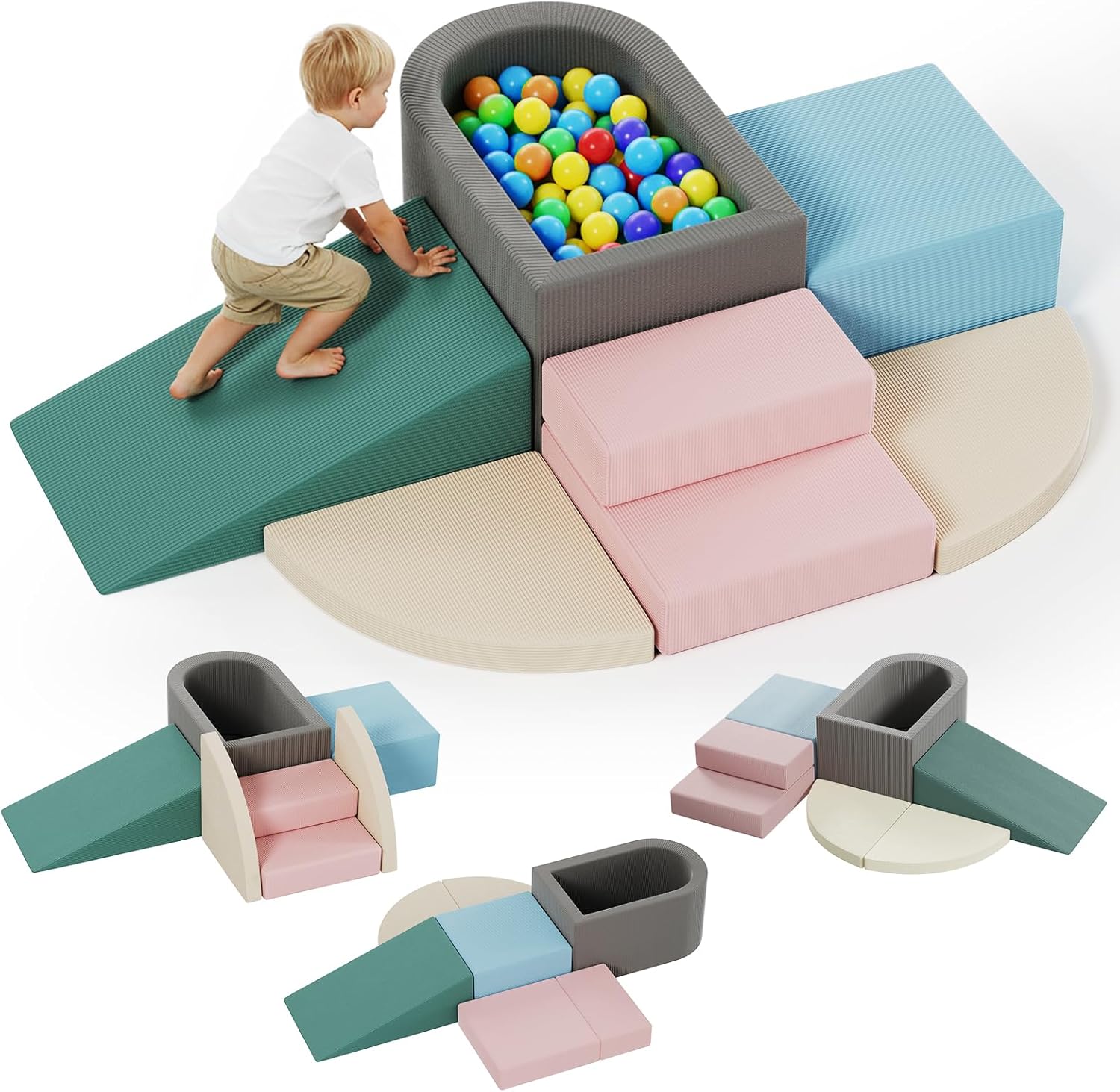 MAMIZO Set di 7 Blocchi di Costruzione per Bambini,con Piscina di Palline