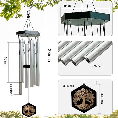 Miniatura 15 de Campanillas de viento de árbol de la vida para exteriores, campanilla de viento conmemorativa en memoria de un ser querido y mascota, regalos