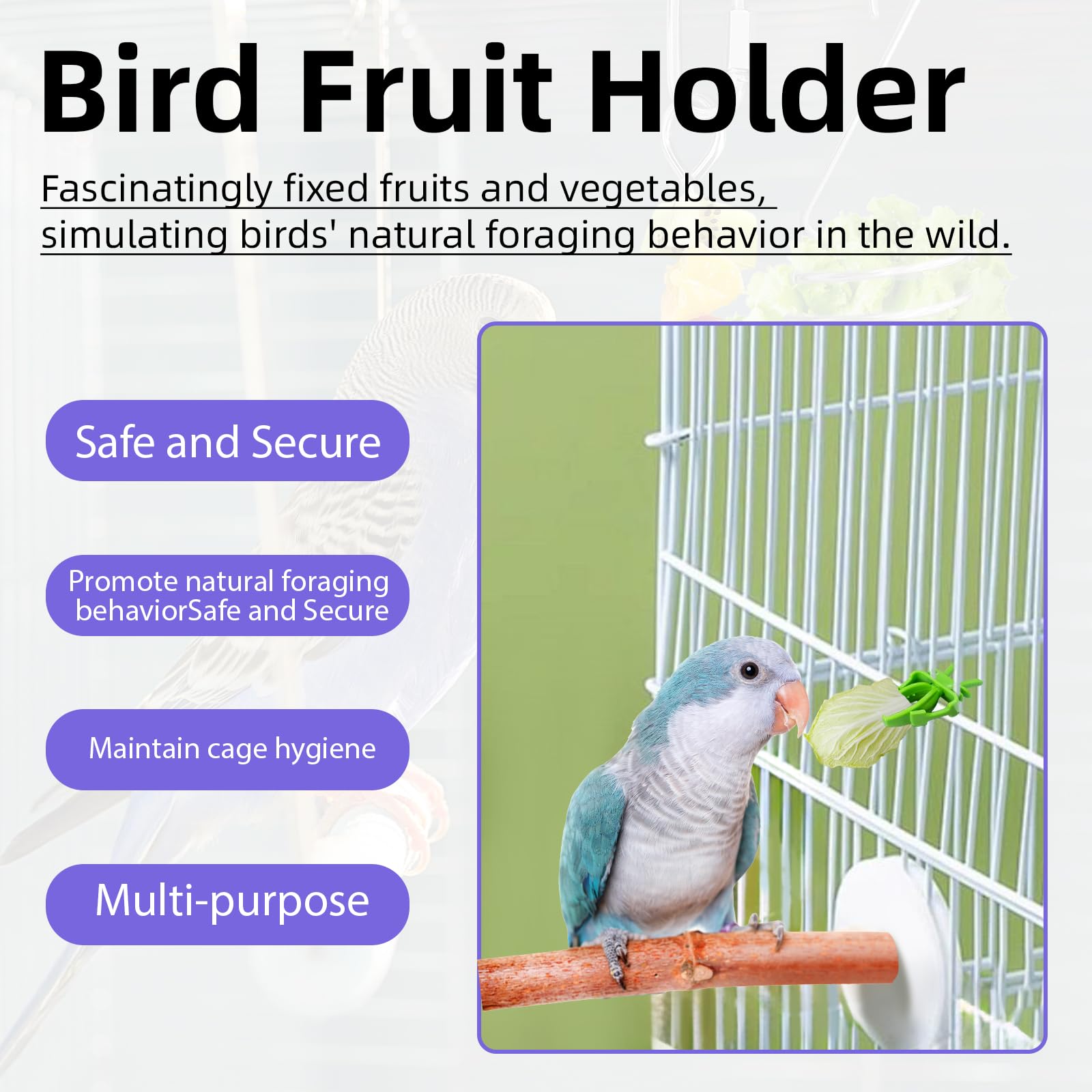 LJZP 6Pcs Rat Enrichment Toys, Stainless Steel Rat Foraging Toy for Fruit Vegetable Holder, Bird Food Holder Hanging Slow Feeder Clip for Parrot Bird Rodents - image 5