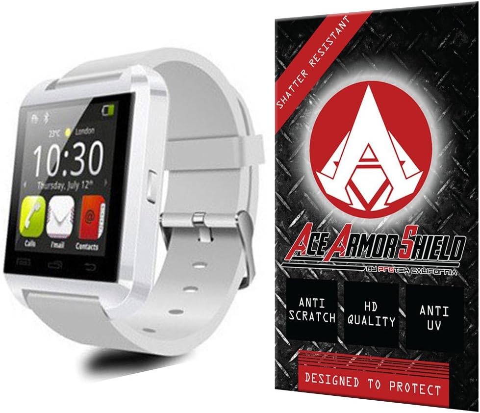 Ace Armor Shield Shatter Resistant Screen Protector for the Highsound Bluetooth Smart Watch Wrist Wrap Smartwatch / Military Grade / High Definition / Maximum Screen Coverage / Supreme Touch Sensitivity /Dry or Wet Easy Installation with free lifetime replacement warranty