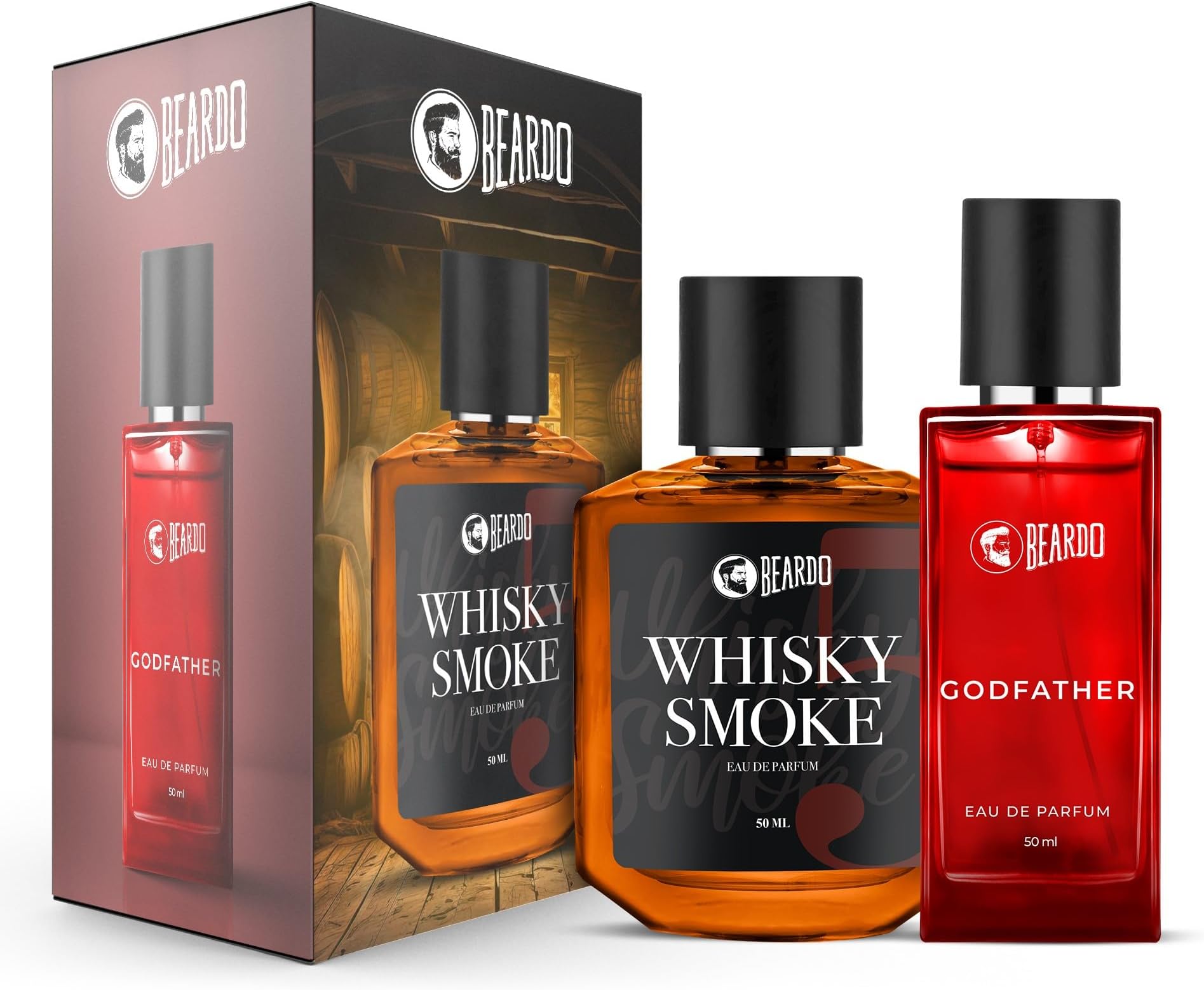 Men's Men Whisky Smoke & Godfather Perfume Combo (50 Ml X 2)|Spicy, Woody - Oudh Notes Of Whisky Smoke & Aromatic, Spicy Notes Of Godfather|Long Lasting Smell Perfume |Rakhi Gift for Brother