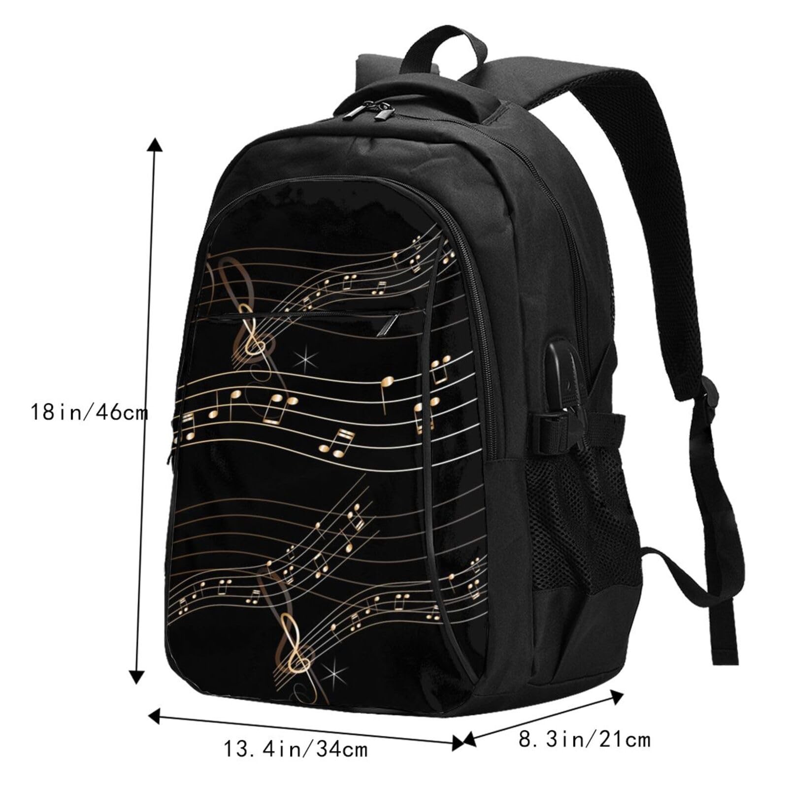 InOmak Musiknoten, Partitur, schwarze Noten, Reiserucksack, Freizeitrucksack, Schulrucksack, Laptop-Rucksack für Damen und Herren