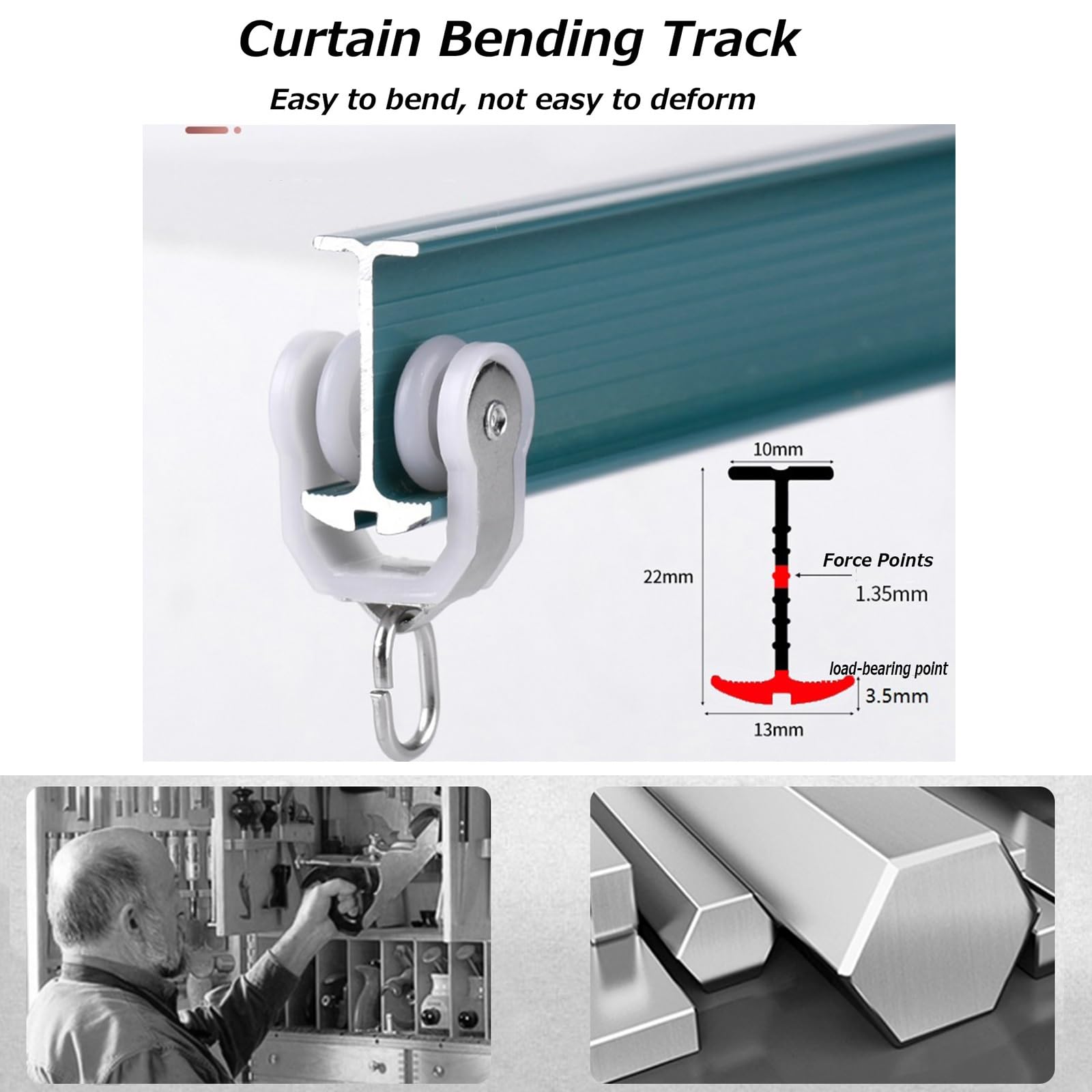 V3VOGUE Binari Tenda, Curvabile Binario for Tende da Soffitto, Bastone for Tende in Alluminio Facile da