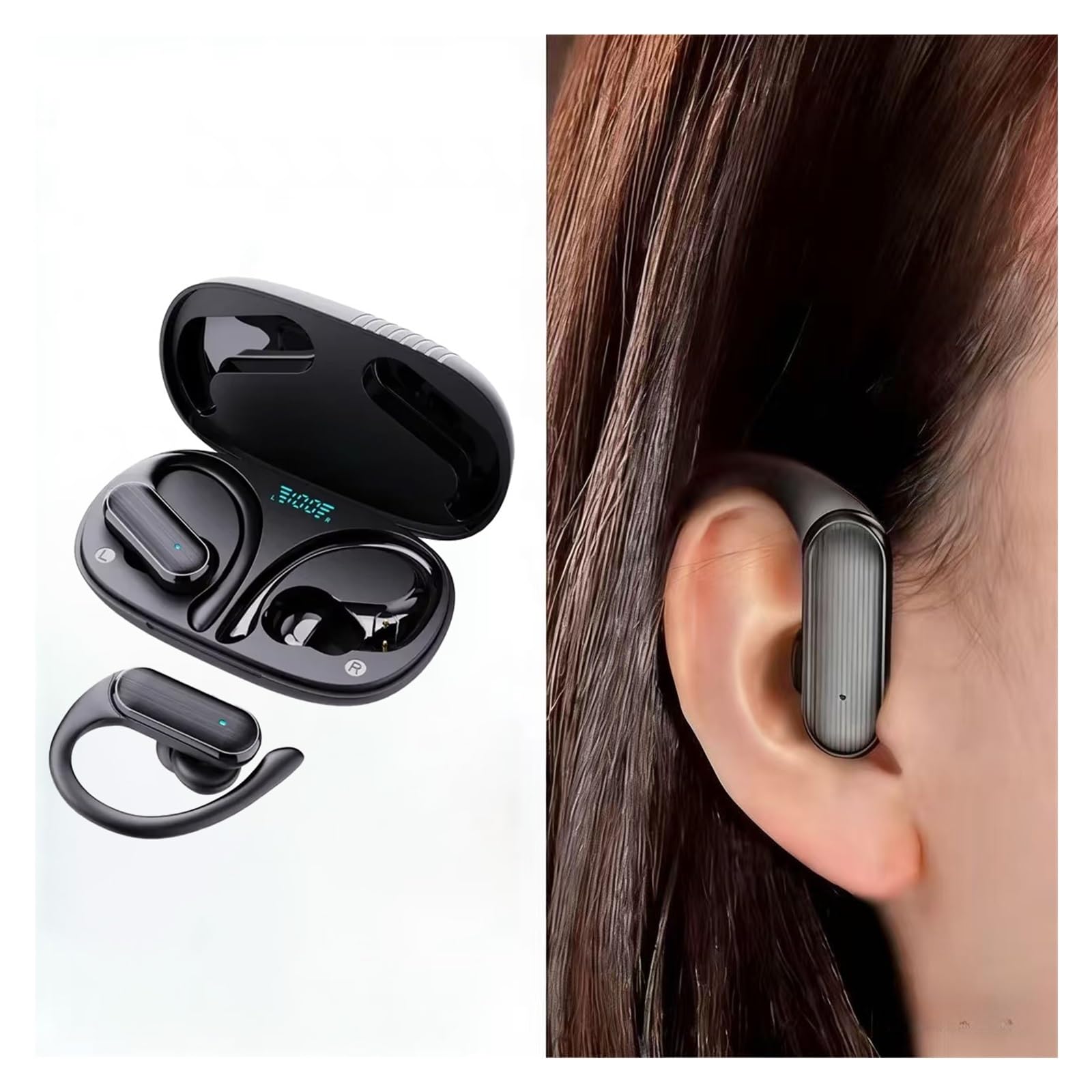 Auricolare Bluetooth V5.3 Auricolari Cuffie con microfono Cuffie Auricolari sportivi Anti-sudore(Blue)