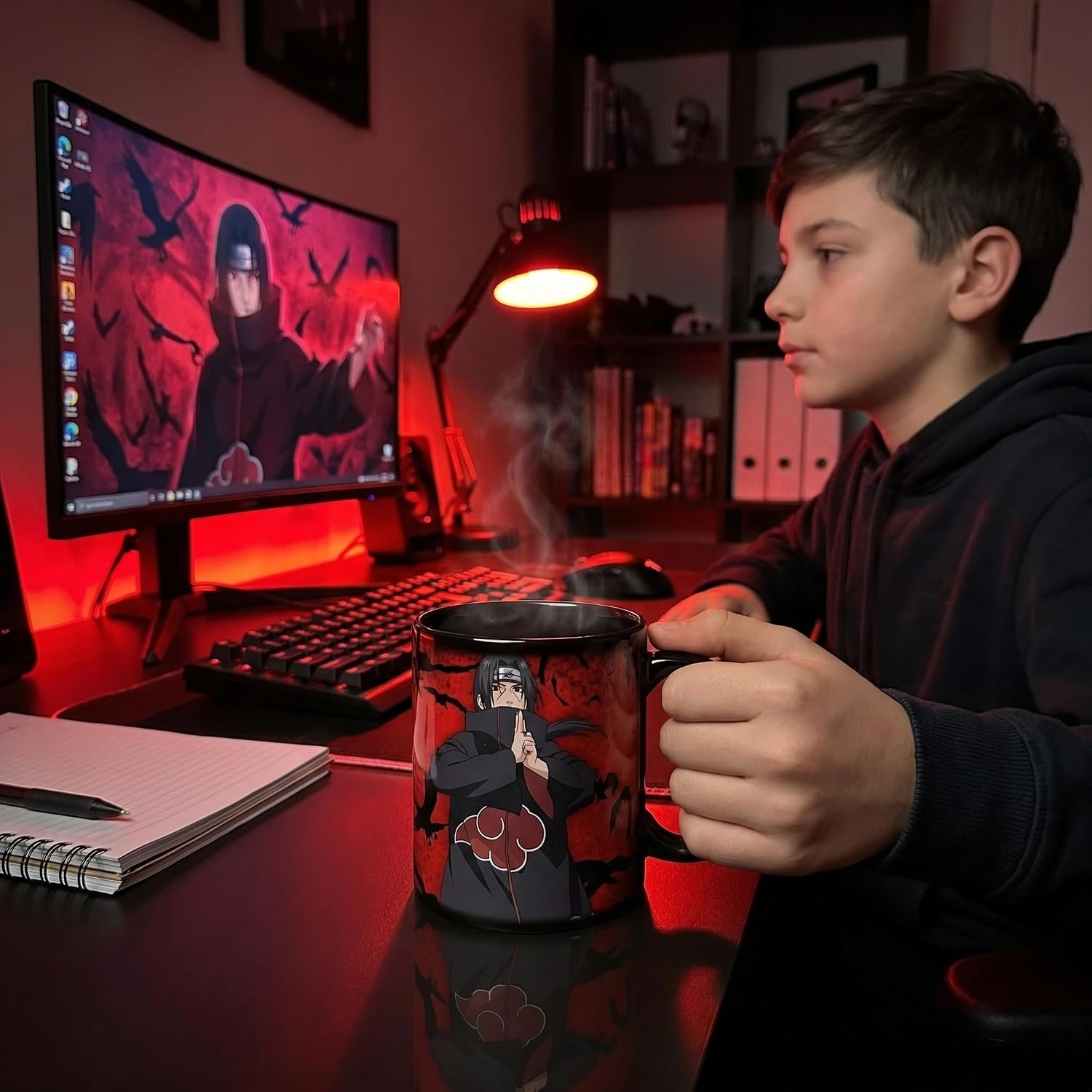 PUMPCAR 11 OZ Magic Heat Changing Color ninja Cup Coffee Ceramic Mug for Anime Lovers Office Home Manga Pirate Uchiha Gifts Merch Accessories Hot and Cold Drinks for Men Women Gifts image 3