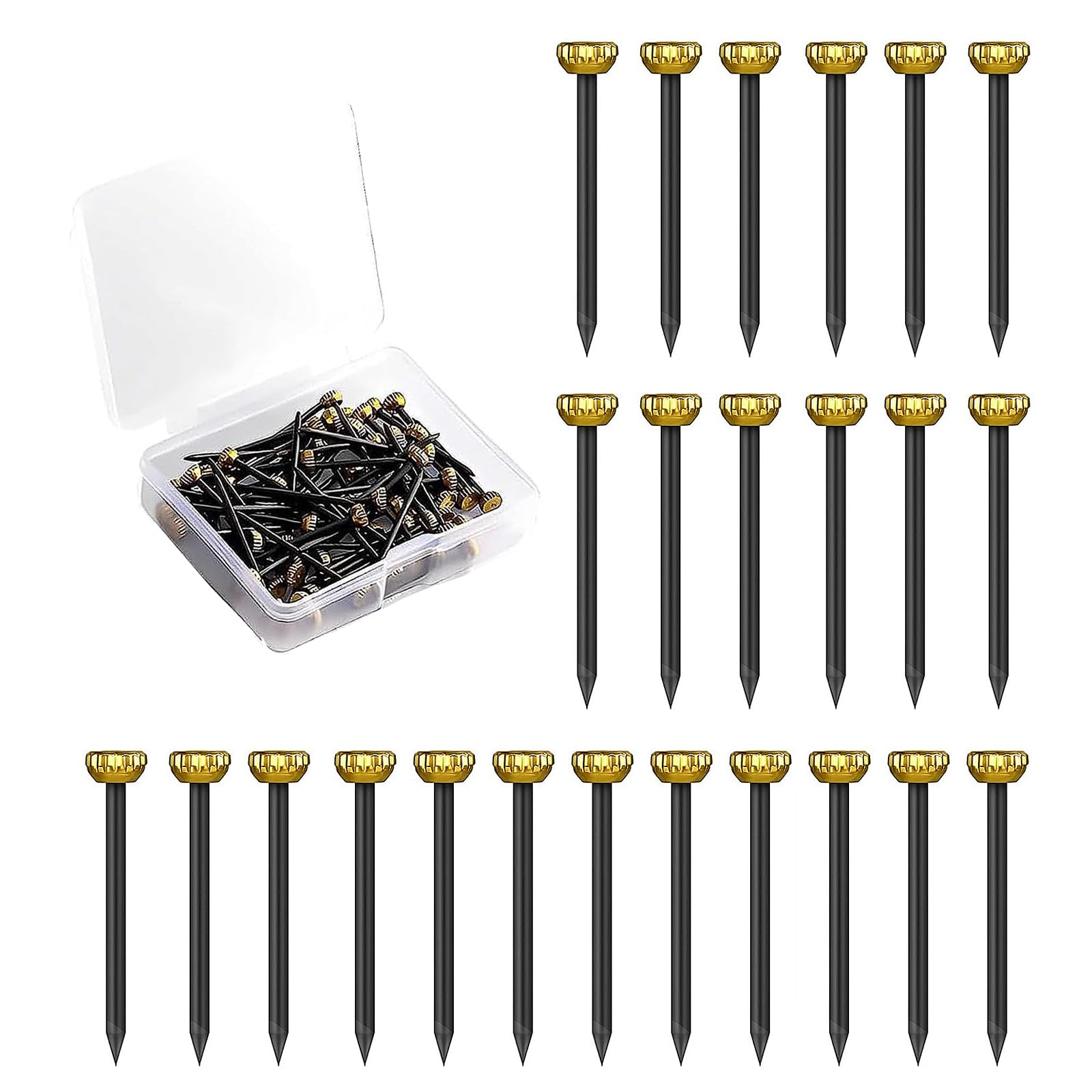 60 PCS Picture Pins Nails, Picture Hanging Nails, Wall Nails for Hanging Pictures, Picture Nails Brass Head Frame Nail Hook Pin, for Walls, for Hanging Photo Frame(Black)