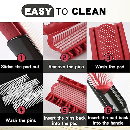 Miniatura 5 de Cepillo de pelo para mujeres y hombres, cabello rizado, húmedo o seco, cepillo clásico desenredante de 7 filas para cabello grueso natural,