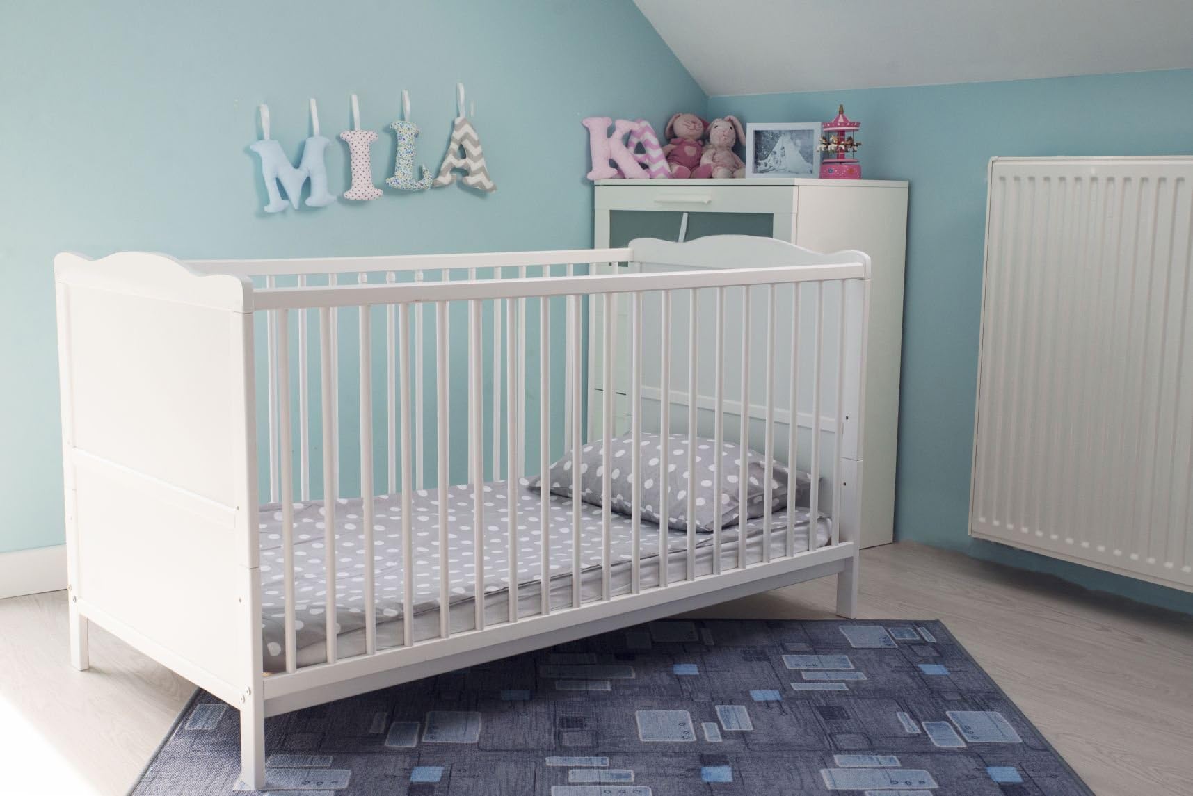 B4BedsWhite Cot Bed 120x60cm with Luxury Mattress-Converts into Junior/Toddler Bed (White)