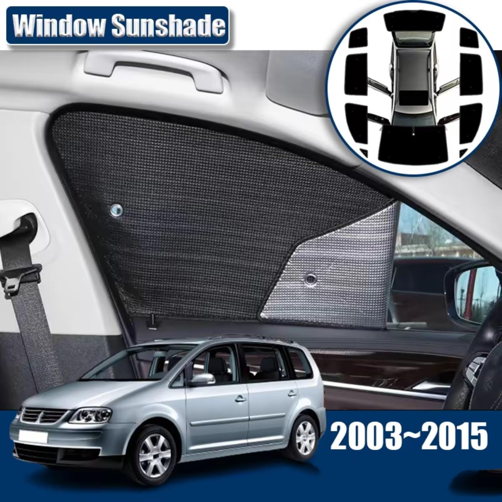 Pare Soleil Voiture pour Volkswagen pour Touran 2003-2015 Pare-Soleil Anti-UV(All Sunshades)