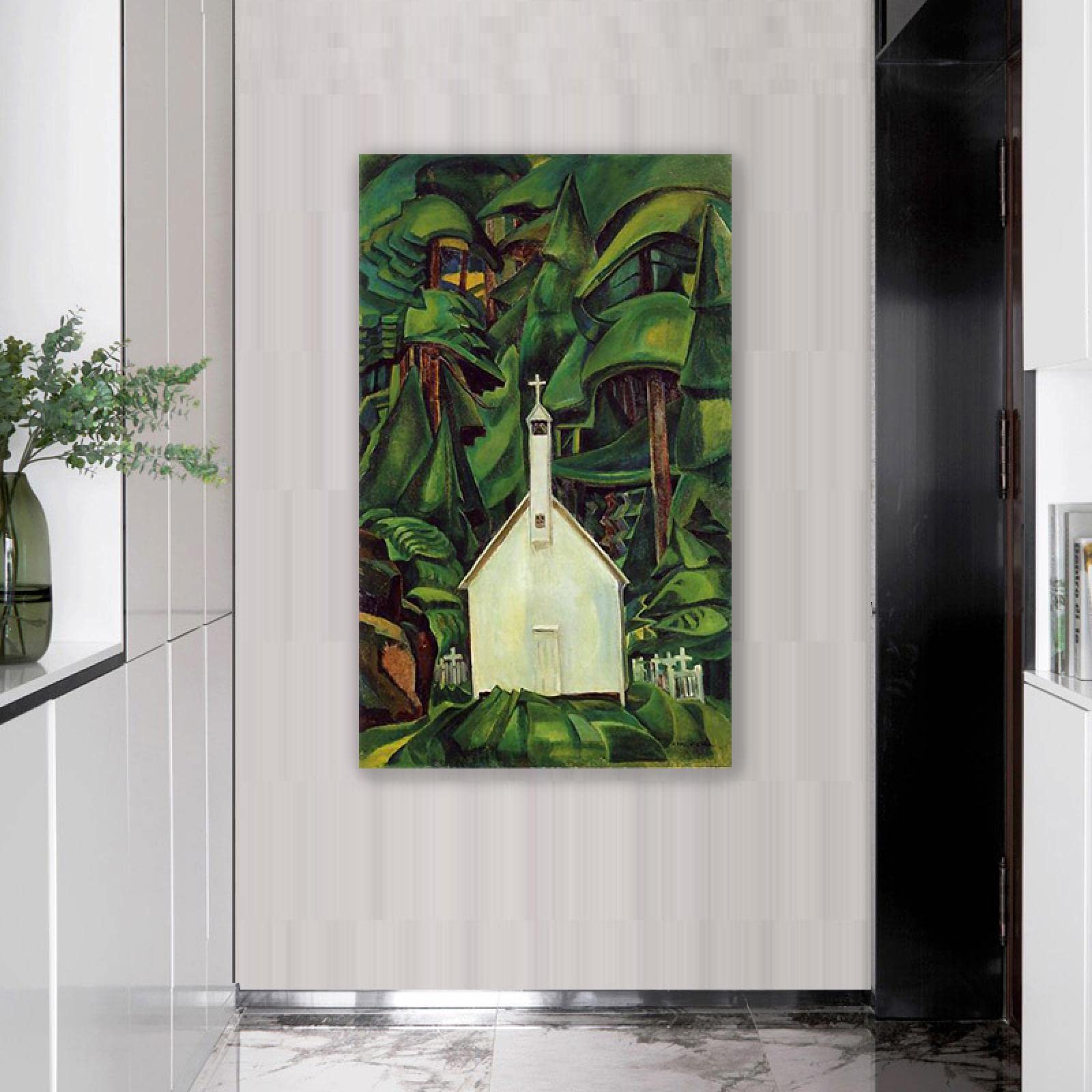 Emily Carr Pintura Reproducción de Carteles Cuadro en lienzo-impresión Obras de Arte-listo para colgar Cuadros famosos impreso sobre lienzo(Iglesia India)80x135cm(31x53in)Enmarcado