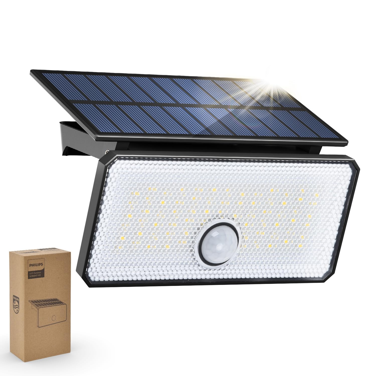 Philips Solarlampen für Außen mit Bewegungsmelder, 1000LM 7000K Tageslicht, Wasserdicht Aussenlampe mit PIR-Bewegungsmelder, 3 Modi LED Aussenleuchte für Garten, Hof, Garage (1 Stück)