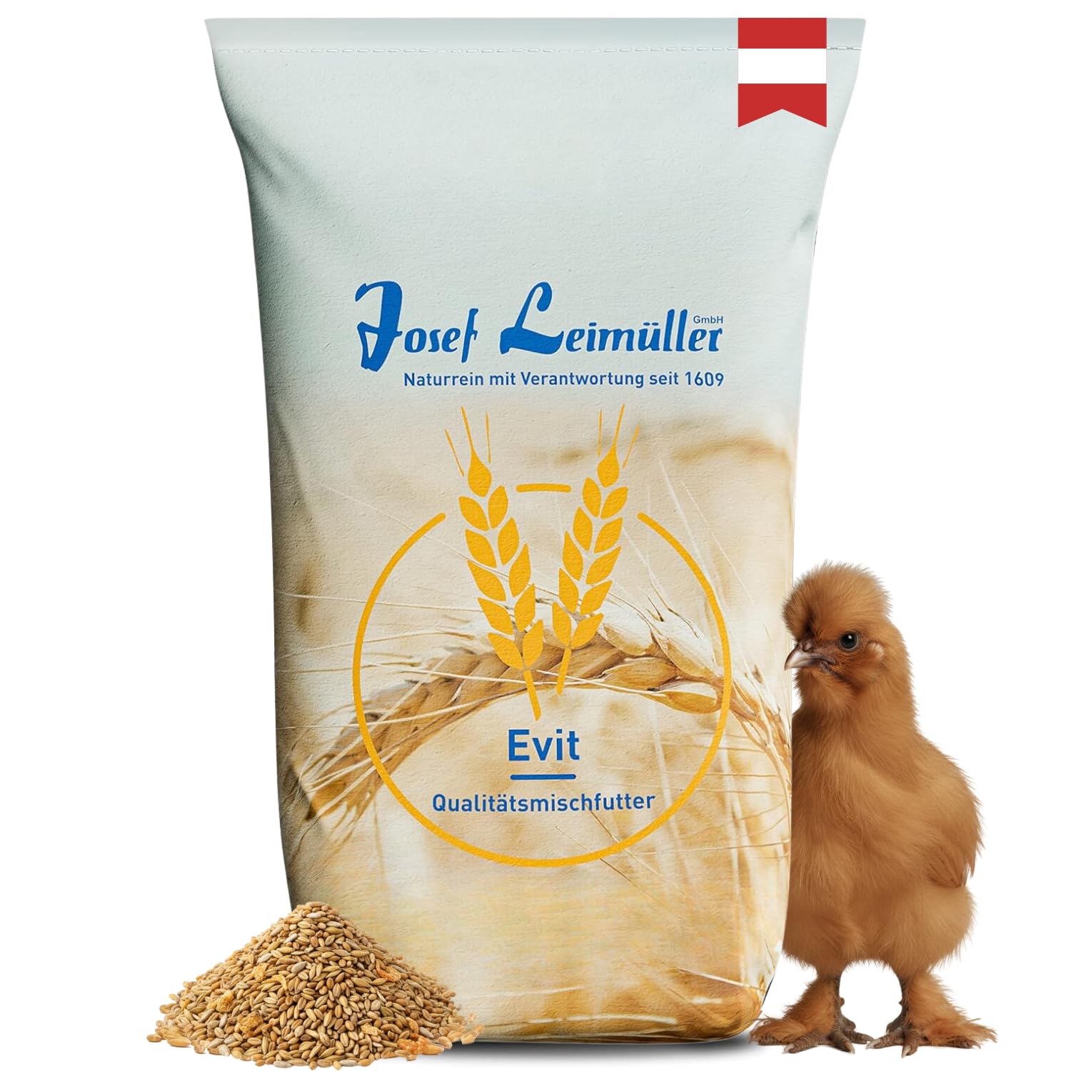 Leimüller Mangime per Galline Moroseta con Gamberetti - Mangime Premium per Galline Moroseta, Allevamento e Ovaiole - Senza Mais, 100% Senza OGM - Depolverato