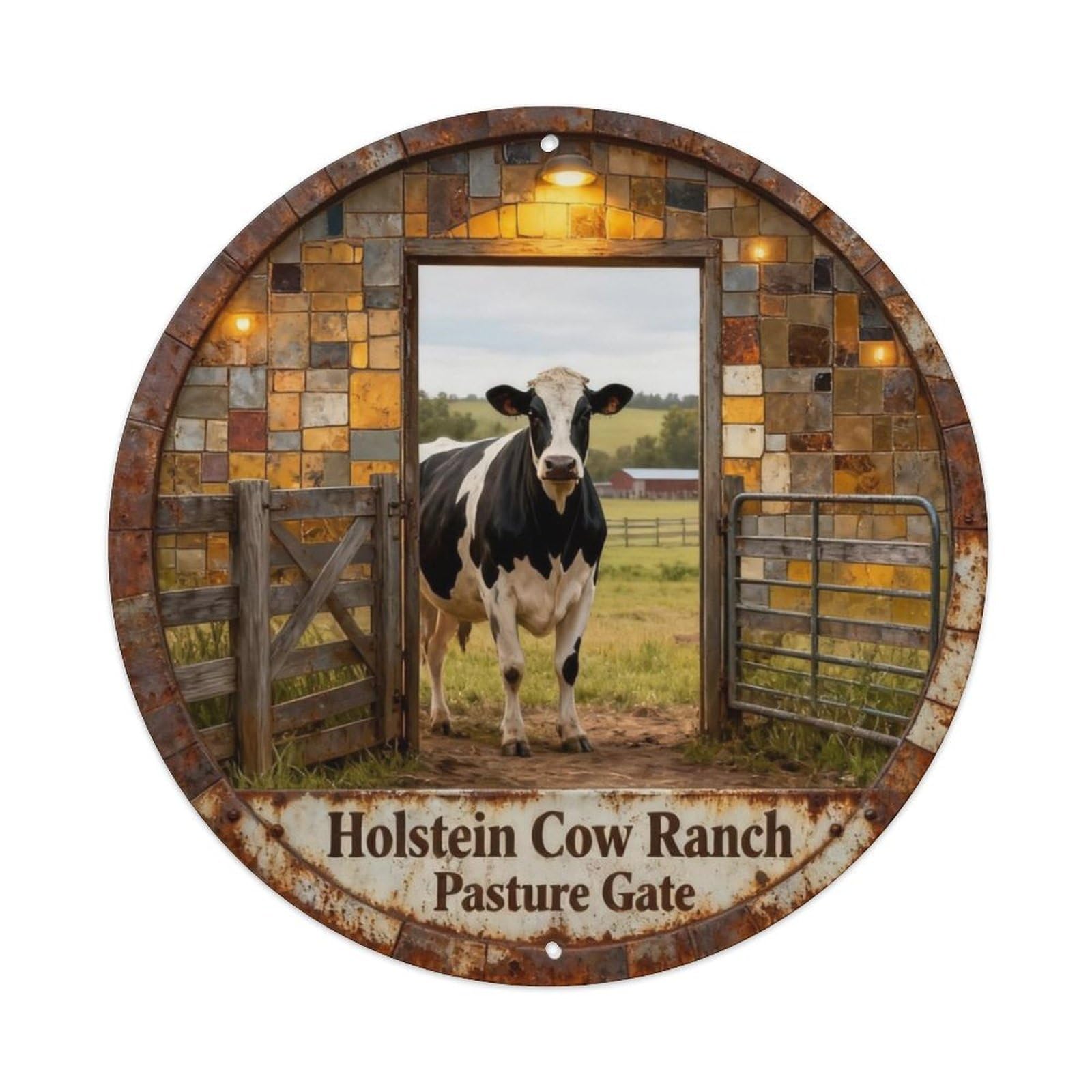 Holstein Cow Ranch Pasture Gate Metal Tin Sign Plaque