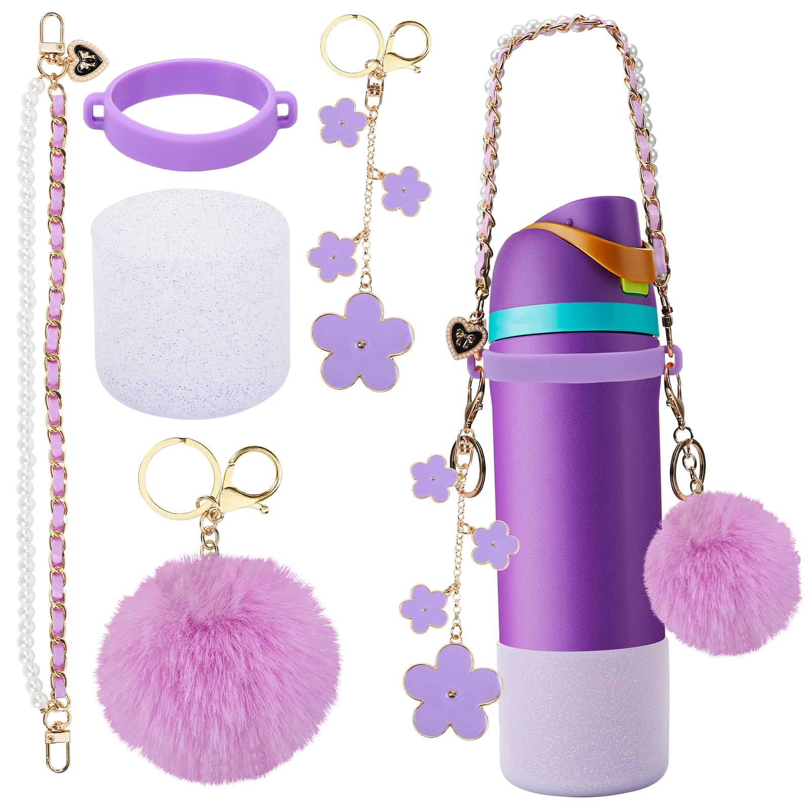 Comaptible Owala Accessories Bottle Silicone Boot 24 Oz & 32 Oz, Handle, Strap, Charms, Compatible Owala Water Bottle with Stylish and Functional Rubber Bottom Protection