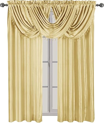 Miniatura 1 de sheetsnthings Soho - Juego de tratamiento de ventana con bolsillo para barra, 2 paneles (108 pulgadas de largo) y 3 cenefas de cascada, color borgoña