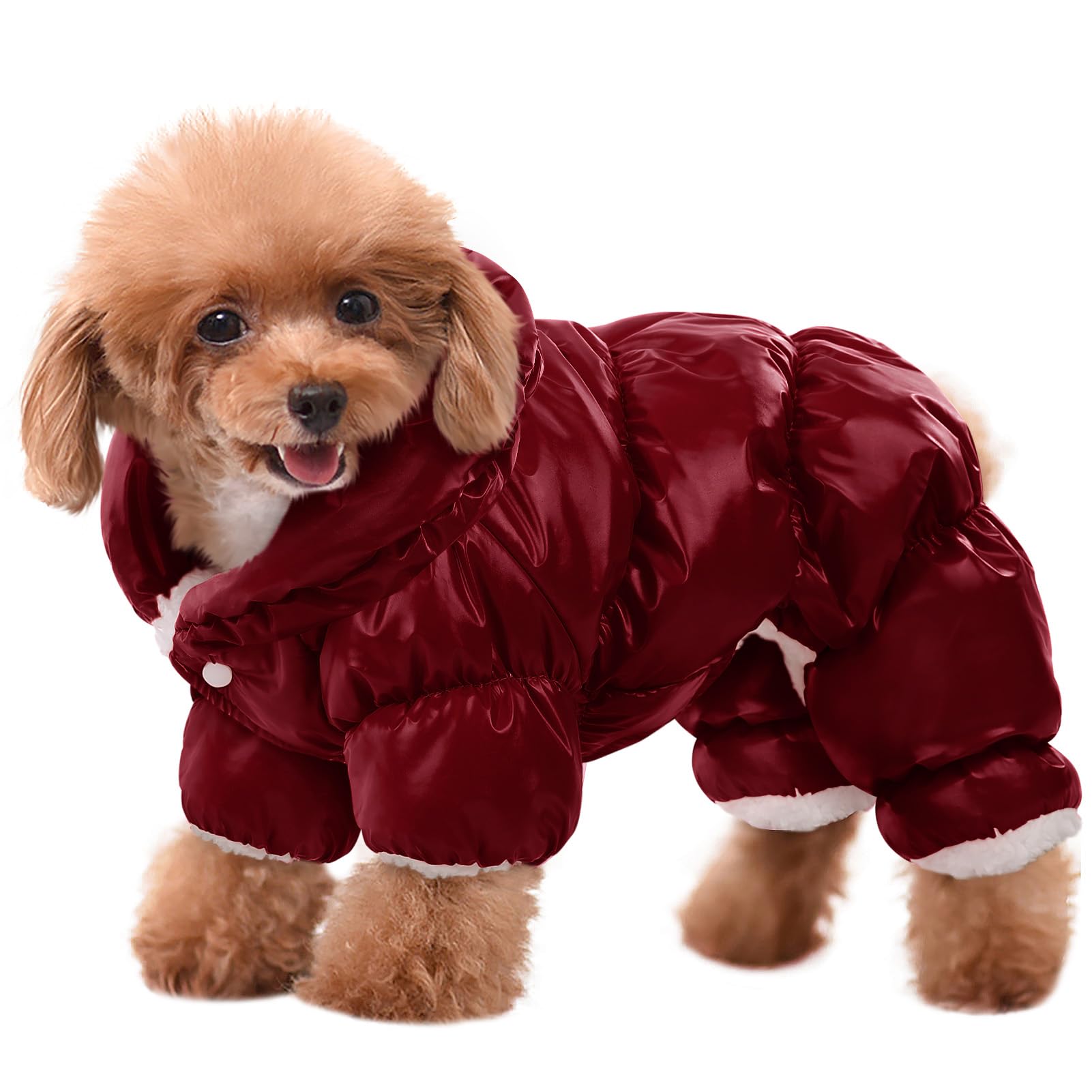 AOFITEE Hundemantel, wasserdichte Hundejacke, Ganzkörper-Hunde-Wintermantel, Schneeanzug, Winddichte Welpenpufferjacke, Schneeanzug mit Beinen, Haustier-Fleece-Winterweste, Mäntel für kleine Hunde