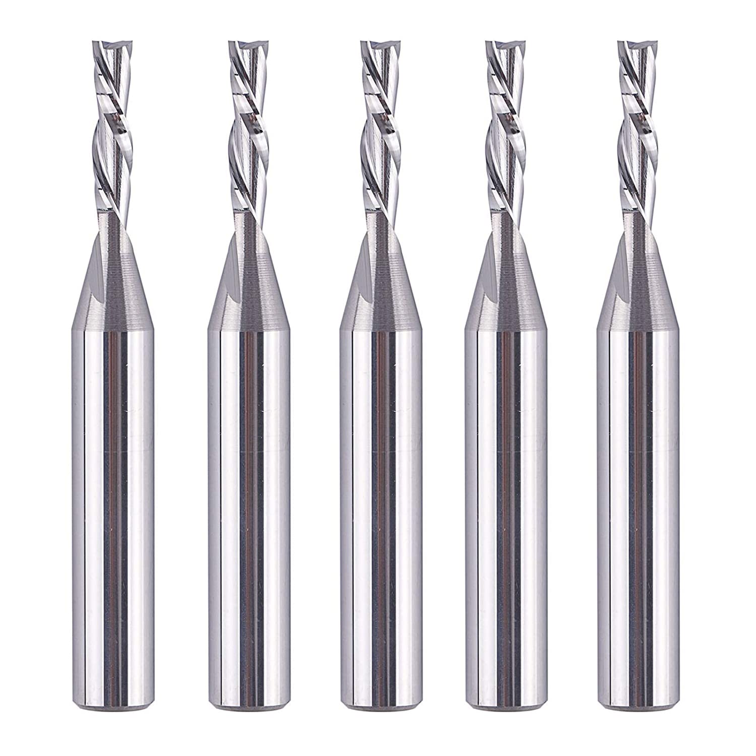 SpeTool5PCS Down Cut Spiral Router Bit Set 1/4" Shank with 1/8" Cutting Diameter, Carbide CNC Bits for Wood Cutter Milling