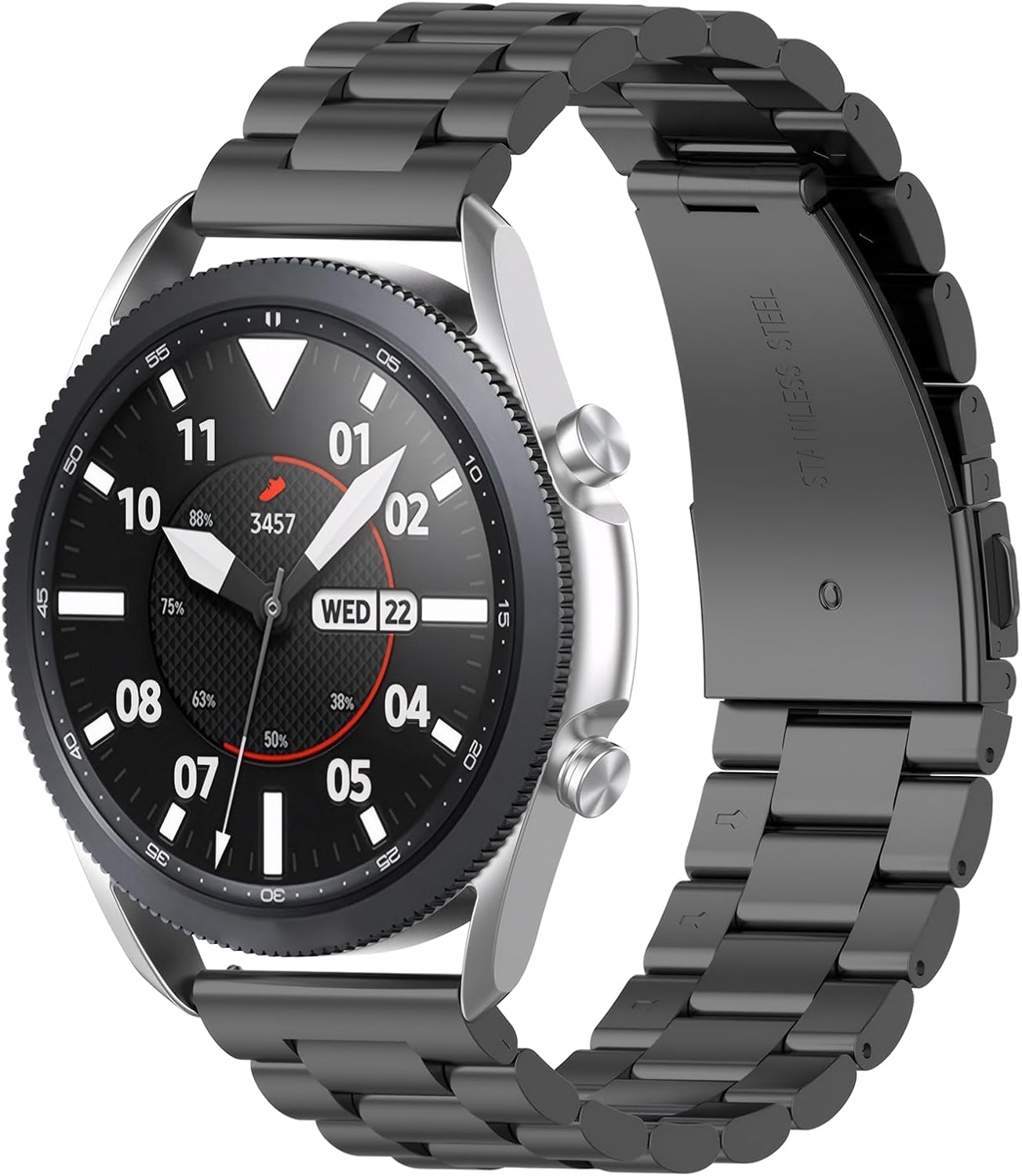 Compatible with Samsung Galaxy Watch 8 7 6 5 4 FE 44mm 40mm Classic 47mm 46mm 43mm 42mm/5 Pro 45mm Band, Stainless Steel Metal Strap Replacement Watchband for Galaxy Watch 3/Gear Sport/Gear S3