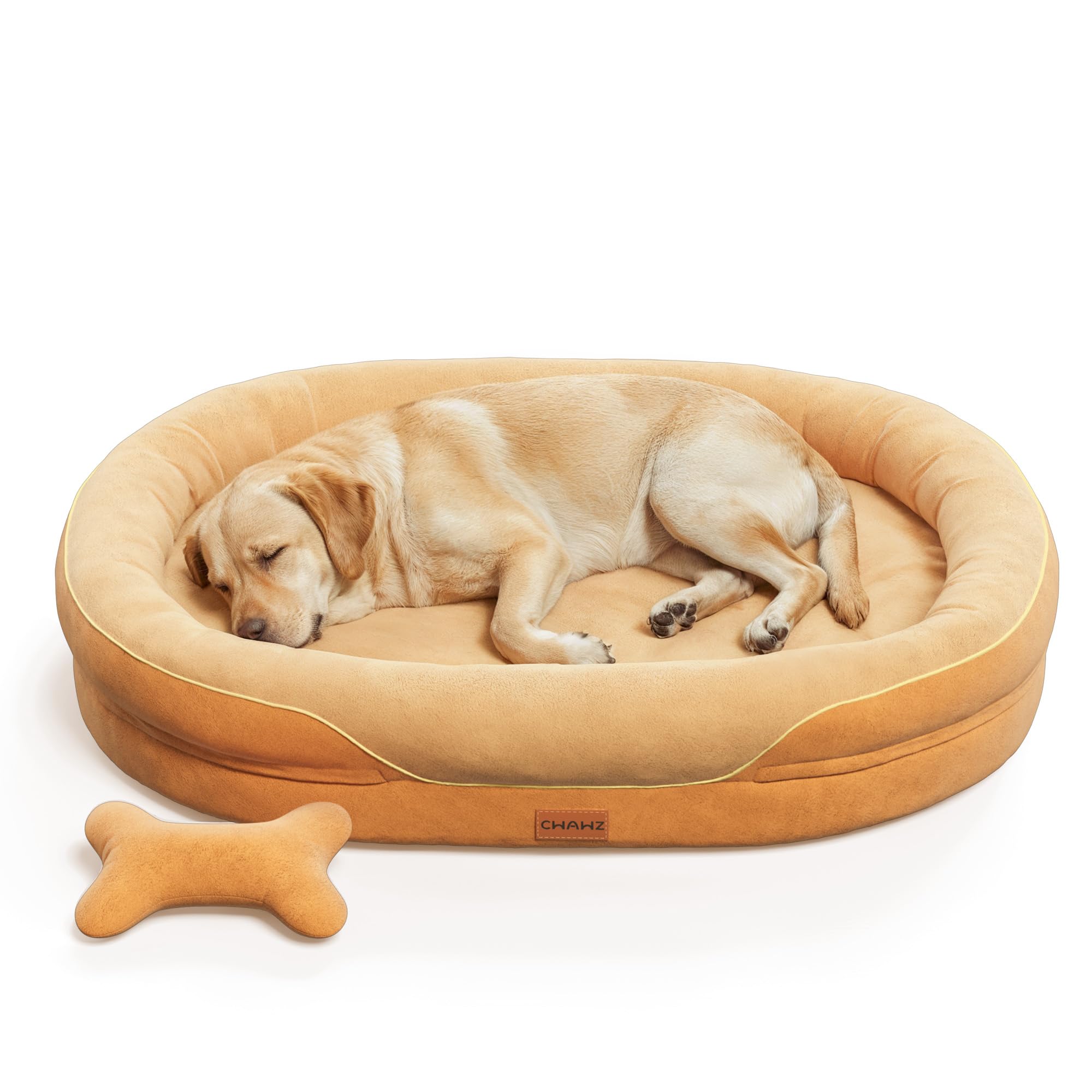 CWAWZ Jumbo - Cuccia ortopedica per cani di grandi dimensioni, con rinforzi a tutto tondo, letto rinfrescante per cani con memory foam, lavabile, con fondo antiscivolo, marrone