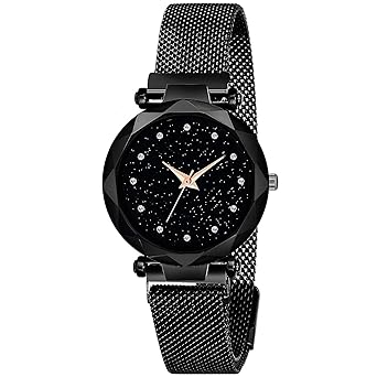 Friedrich Black Dial Magnet Belt Watch for Girls & Women.