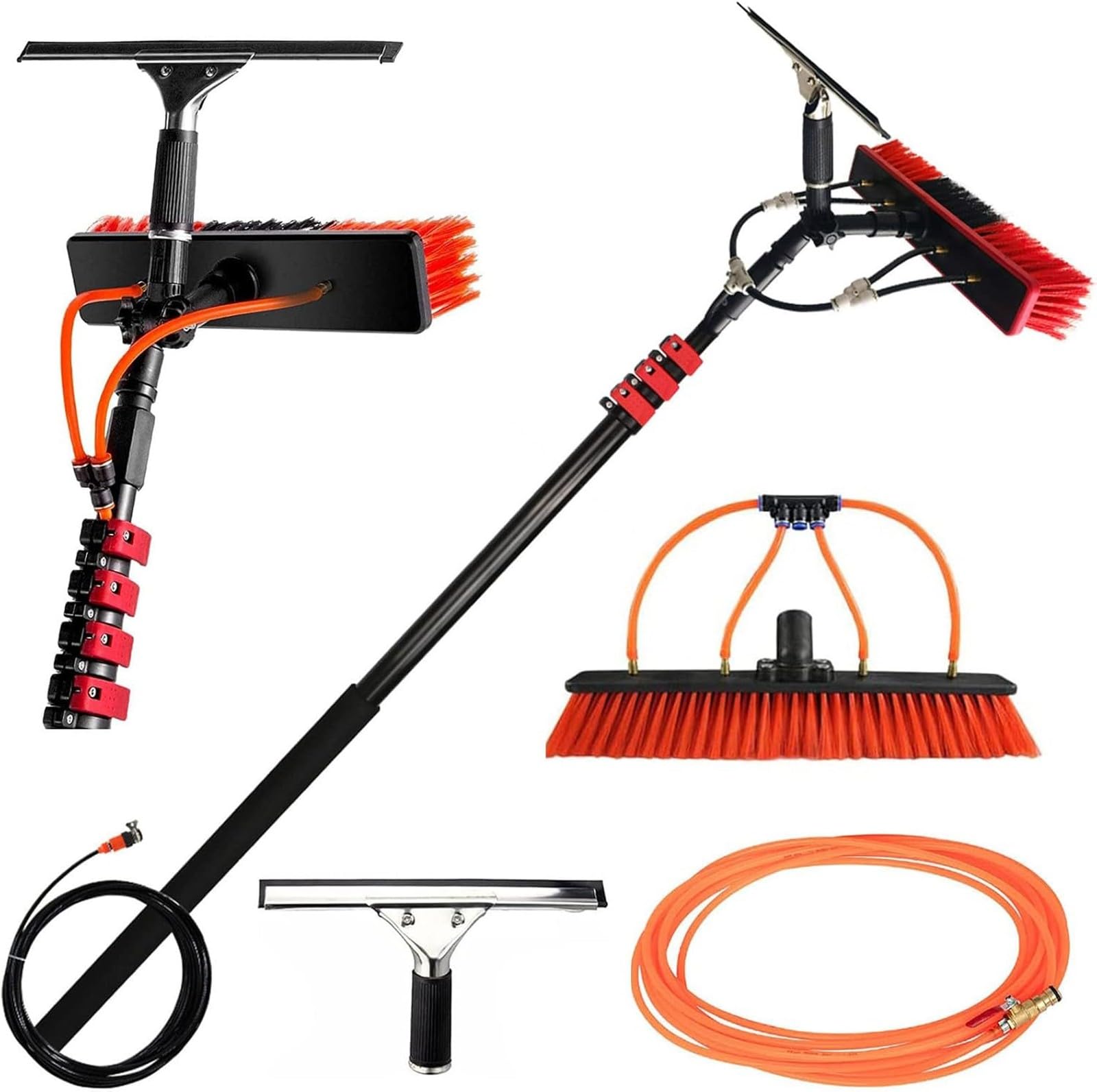 Kit de nettoyage de vitres avec perche extensible de 3,6 m et raclette professionnelle pour lavage