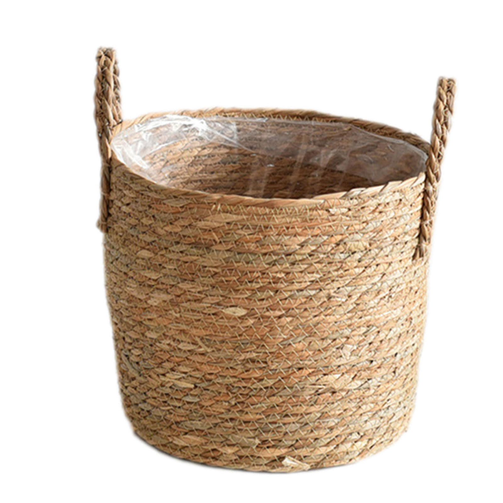 oringnat Plant Basket with Handles Basket Flower Pots Planter Woven Plant Pots Straw Planter Grocery Toy Storage