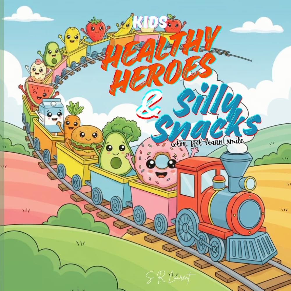 Healthy Heroes and Silly Snacks: A Cute and Funny Fruits, Vegetables & Snacks Coloring Book for Kids Ages 4–8