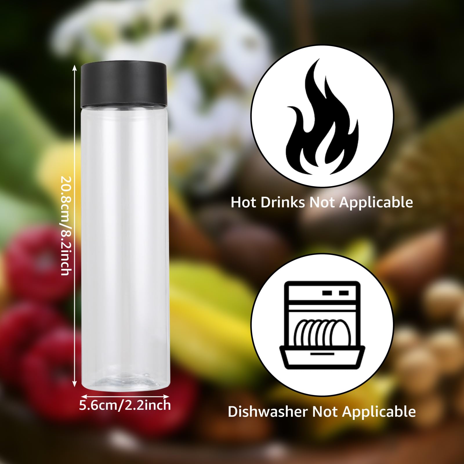 DAJAVE Lot de 18 Bouteilles Sensorielles 500 ML à Remplir en Plastique Réutilisables Transparentes pour Smoothie, Thé