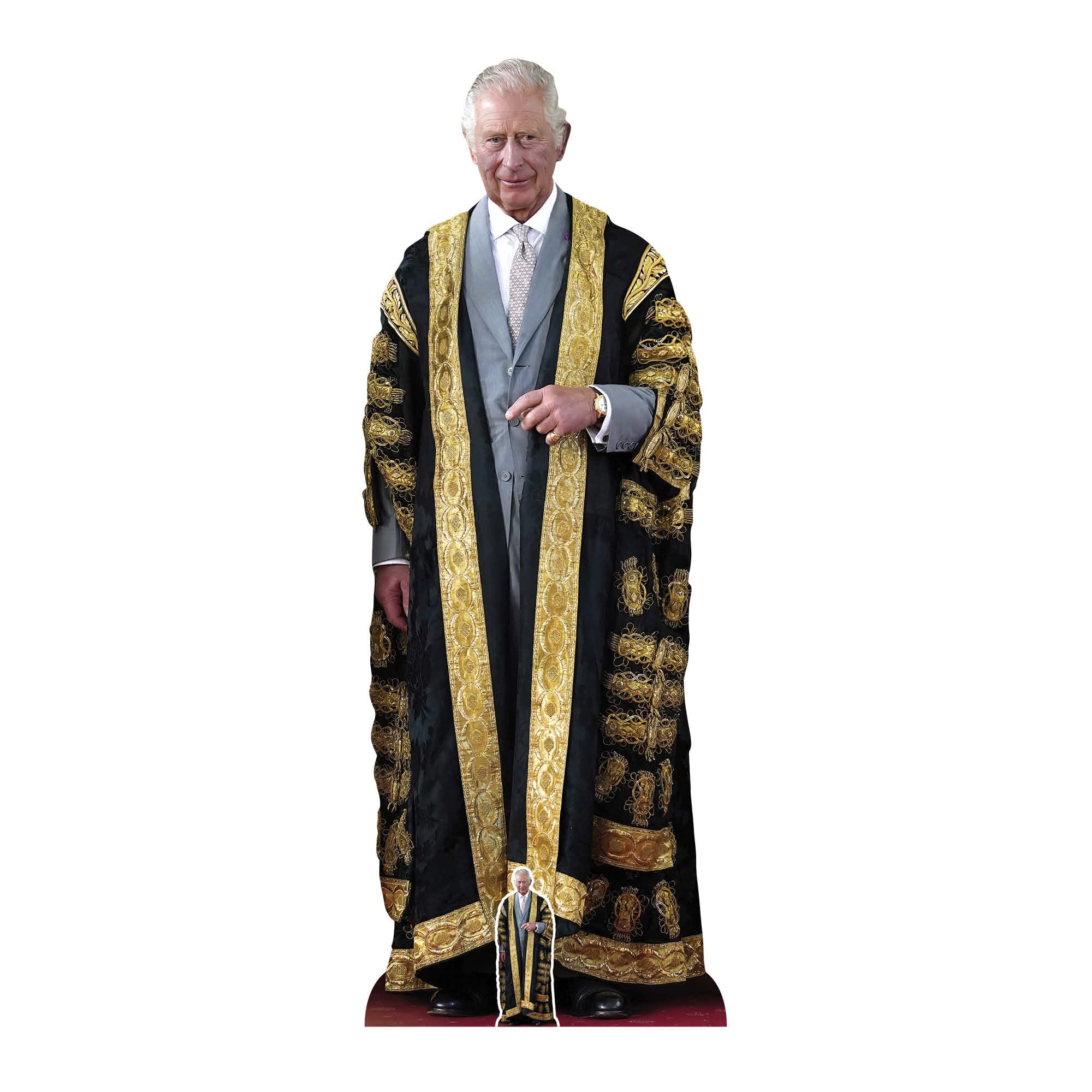 Star Cutouts SC4207 King Charles III Gold Cut Out Lifesize - King Charles Coronation Decoration - Professional Print Quality With Free Mini Cutout