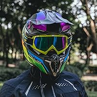 Vista 9 de Casco de motocross para adultos con gafas, guantes y máscara, hebilla de liberación rápida, visera ajustable, casco para adultos, motocross