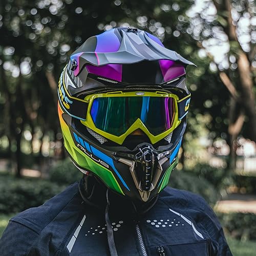 Miniatura 9 de OUMURS Casco de motocross para adultos con gafas, guantes y máscara, hebilla de liberación rápida, visera ajustable, casco para adultos, motocross,