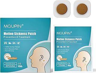 20 Pack Motion Sickness Transdermal Patches - Fast Acting&No Side Effects - Relieves Vomiting,Nausea,Dizziness and Other Symptoms Resulted from Sickness of Cars,Ships,Airplanes,Cruise,Trains,Anti Nausea Patches