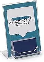 Vista 1 de Displays2go Juego de 10 soportes de acrílico transparente de 5 x 7 pulgadas con pantalla de tarjetas de visita para uso de mesa, diseño